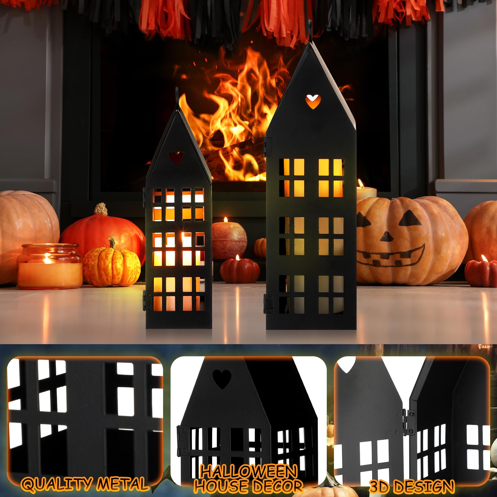Amazon.com: SiliFine 2 Set Christmas Black Houses Decor with 2 Pcs