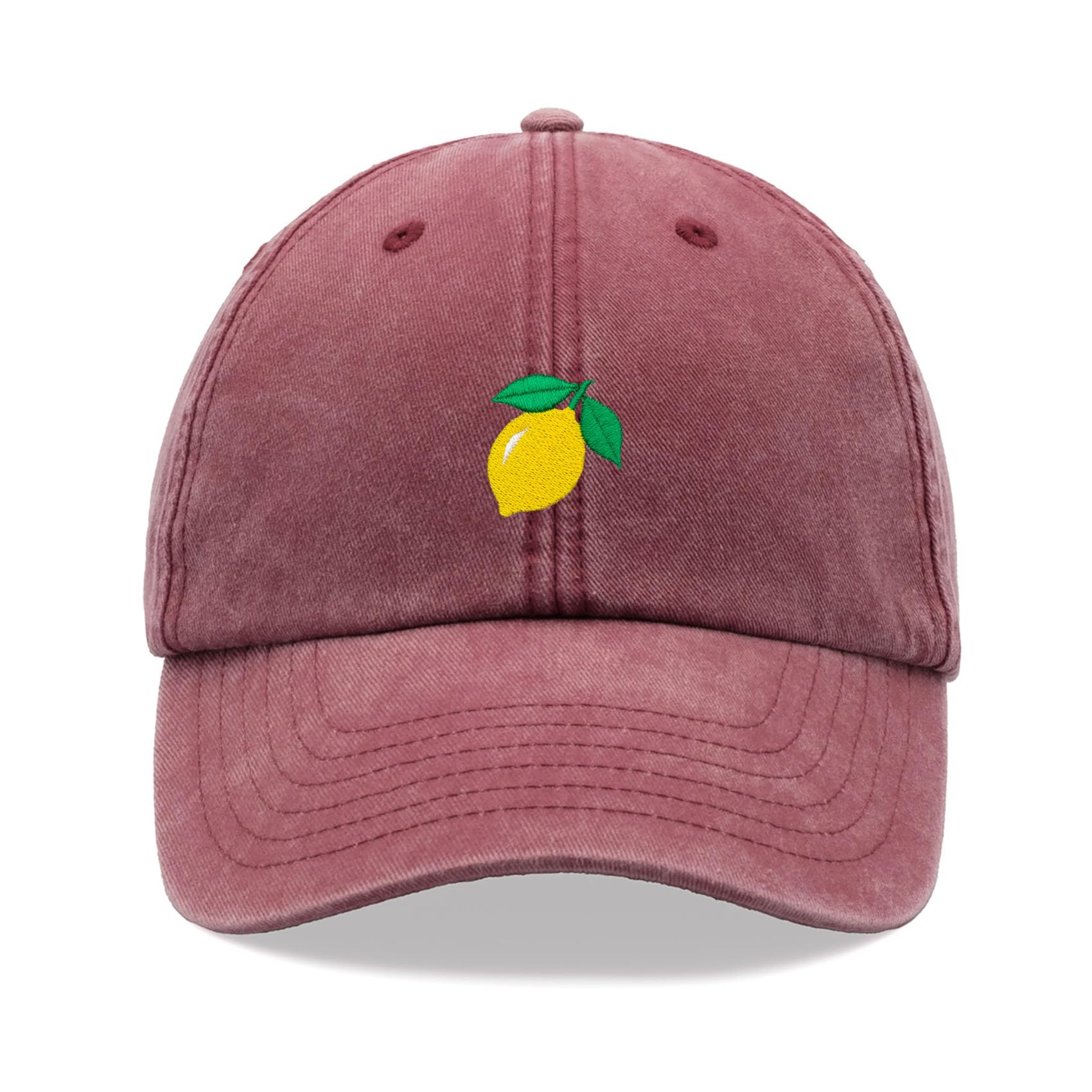 Lemon Baseball Cap Vintage Washed Unisex Dad Hat Adjustable Red