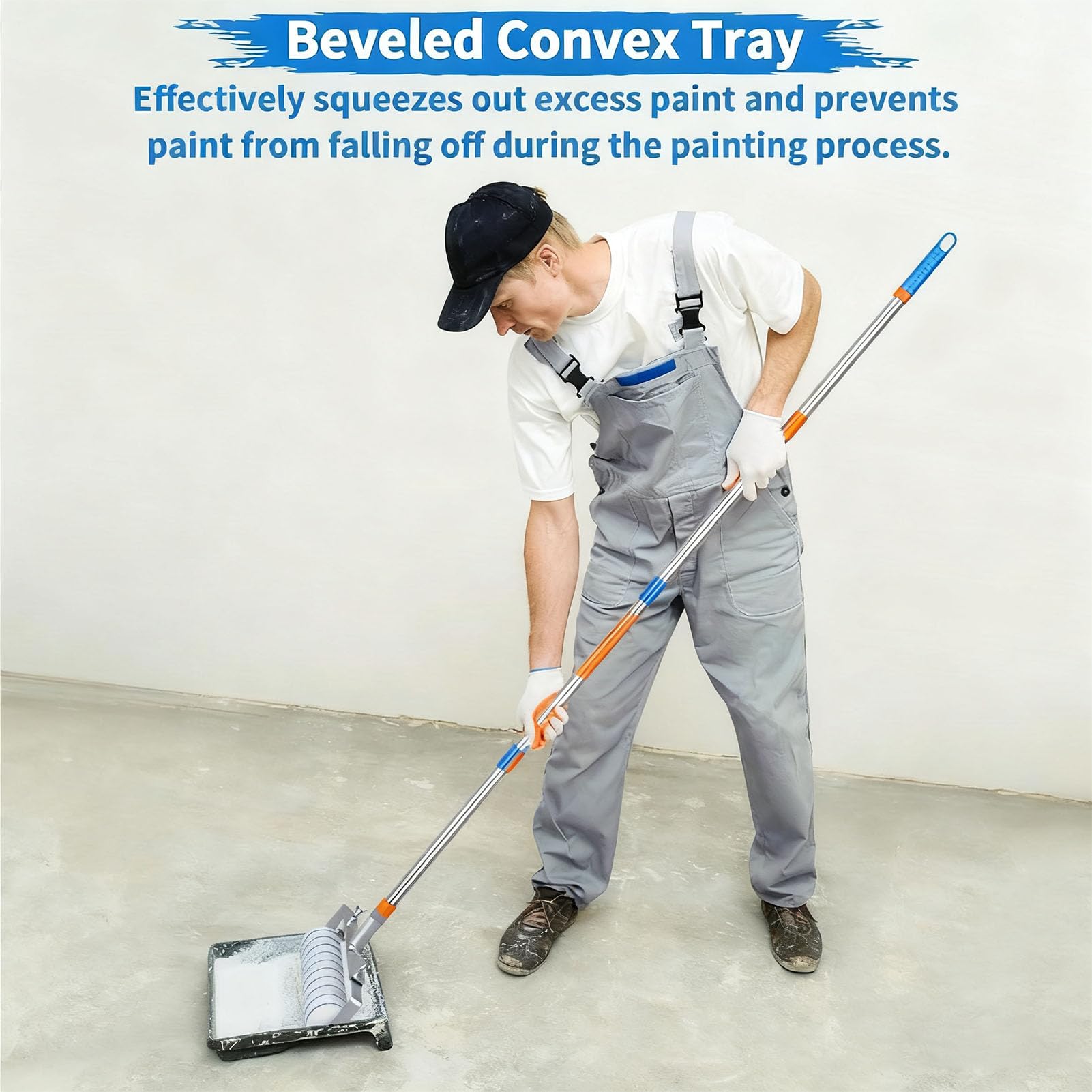 Kit de Rodillo de Pintura de 18 Pulgadas con 5 Postes de extensión, Bandeja de Pintura, Ruedas de Cubierta de Rodillo para Paredes Interiores, techos, Pintura casera DIY