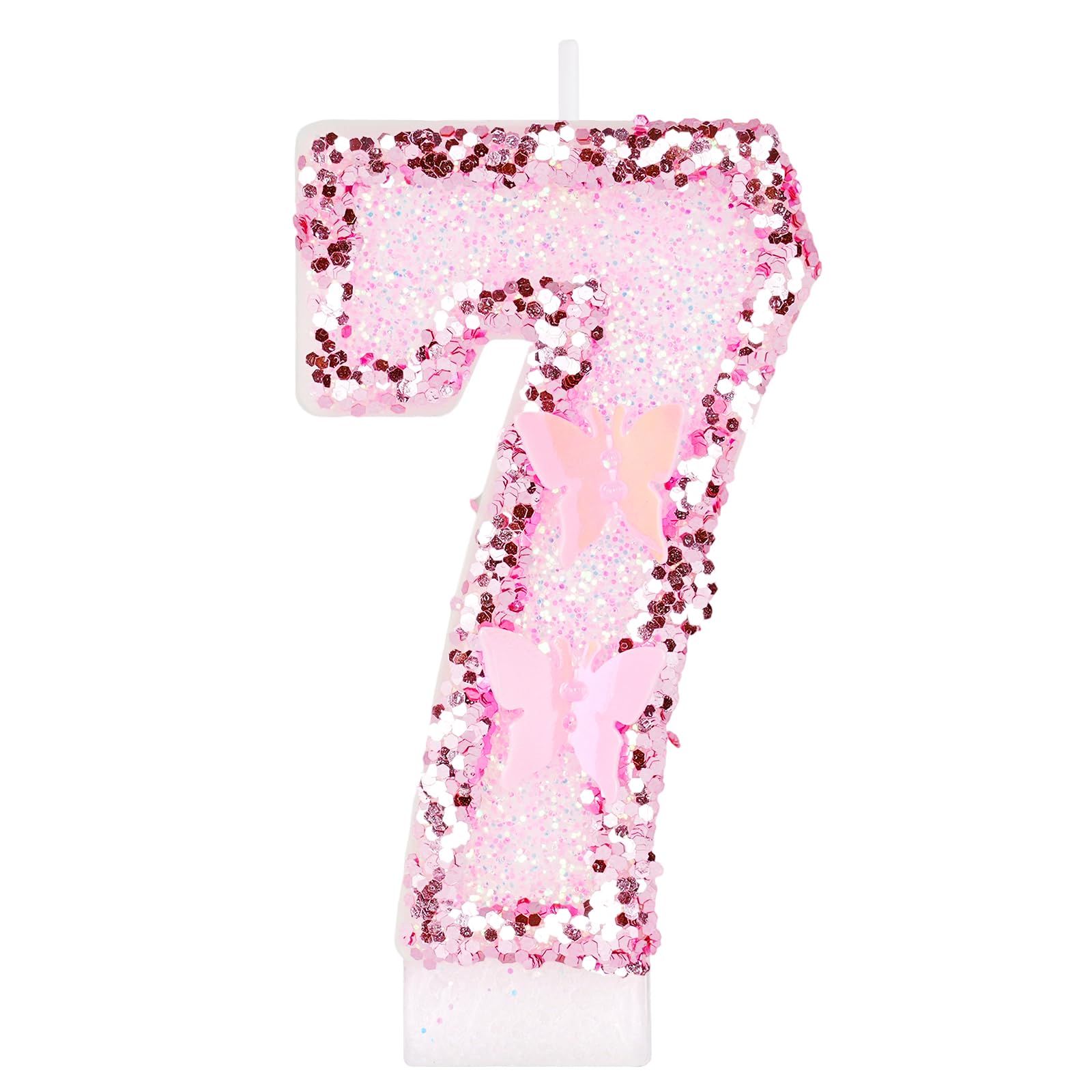 Alaoo Geburtstagskerzen Zahlen 7, Rosa Schmetterling Zahl Kerzen für Kuchen, 3D Schmetterling Geburtstagskerzen,Kuchen Topper Dekoration Kuchendeko Geburtstag,Geburtstagskerzen für Geburtstagsdeko