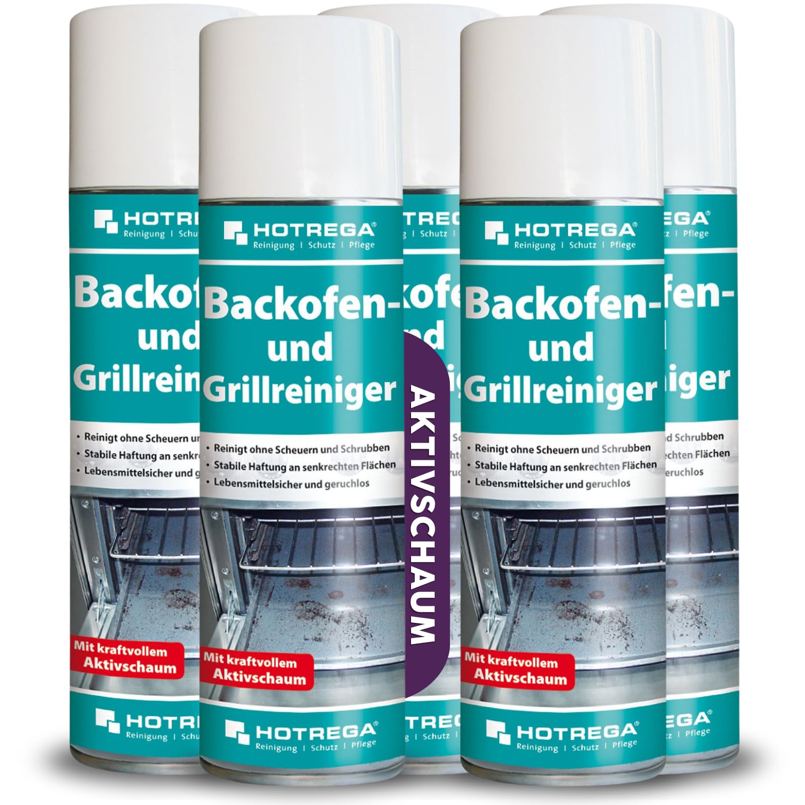HOTREGA Nettoyant pour four et barbecue - 300 ml - Nettoyant pour four, four, nettoyant pour cuisinière, dégraissant - Quantité : 5