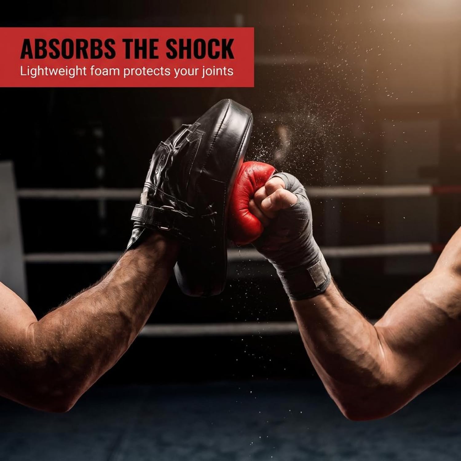 Amber Fight Gear Genuine Leather Extreme Curved Target Focus Punching Mitts for MMA, Kickboxing, Muay Thai Martial Arts Sparring with Wrist Support image 5