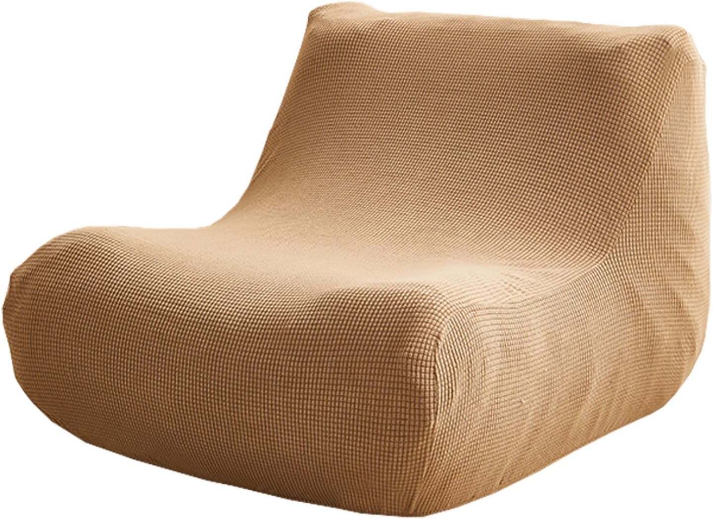 HACLEN Lazy Floor Sofa Cover 1 Seater, Stretch Fireside Chair Cover Washable Armless Bean Bag Chair Slipcover with Elastic Bottom Couch Covers (Camel,one size)