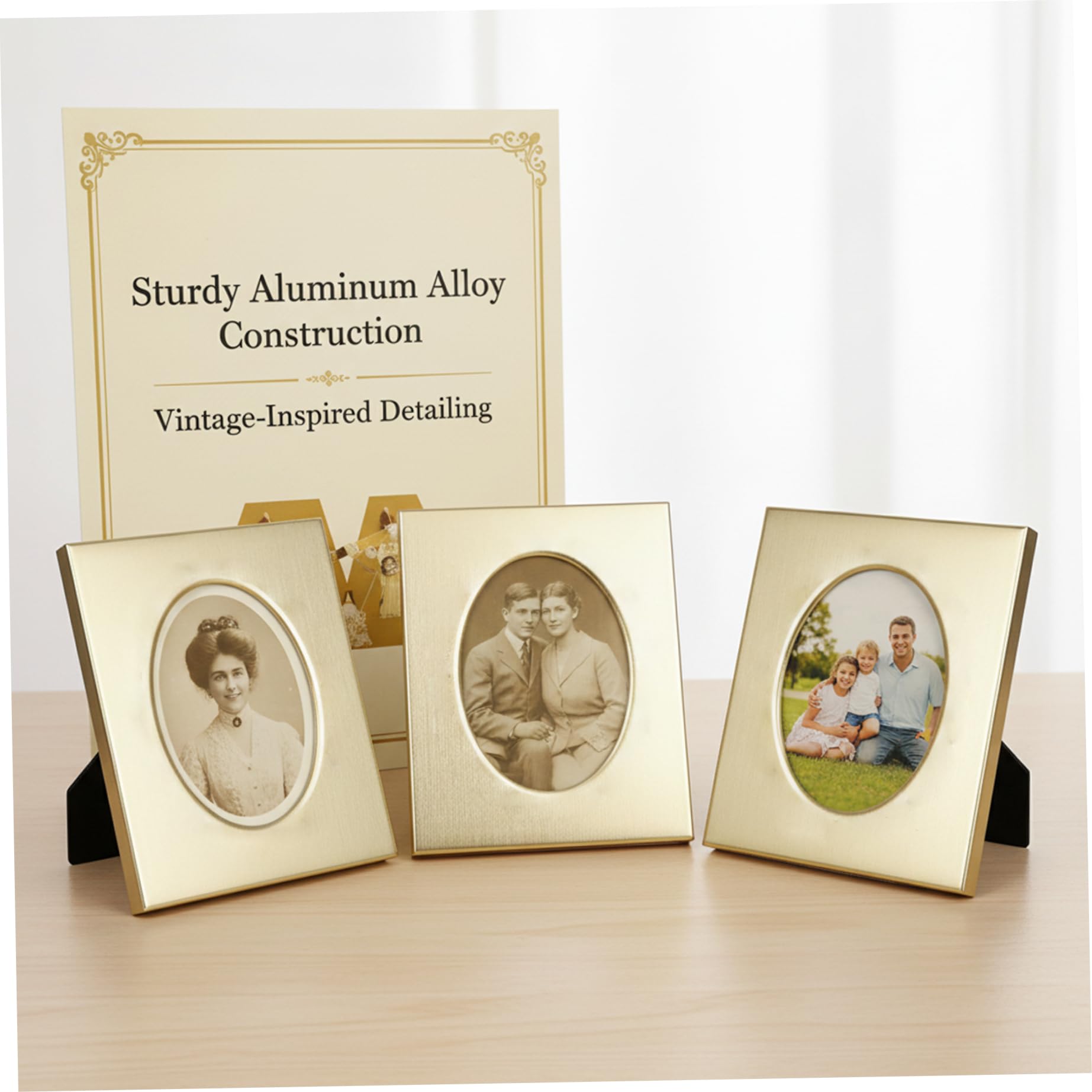 3 mini marcos de fotos de 3 pulgadas plateados, soporte para marcos de fotos pequeños de aleación de aluminio, almacenamiento decorativo de imágenes pequeñas para exhibición de mesaMini marco de foto
