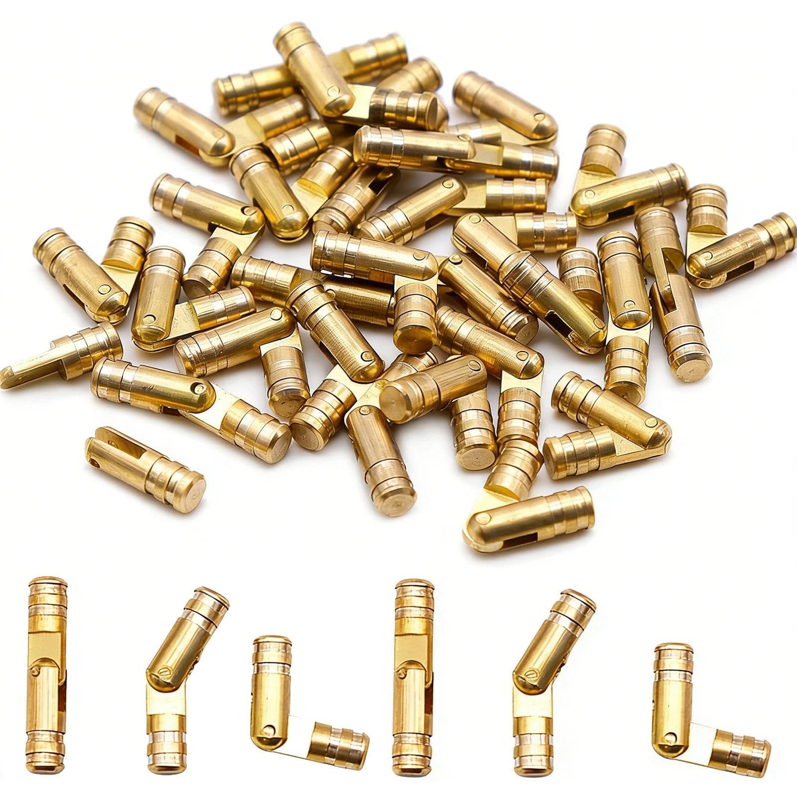 30Pcs Mini Hidden Barrel Hinges 4x20mm Brass Gold for Cabinet Wooden Boxes