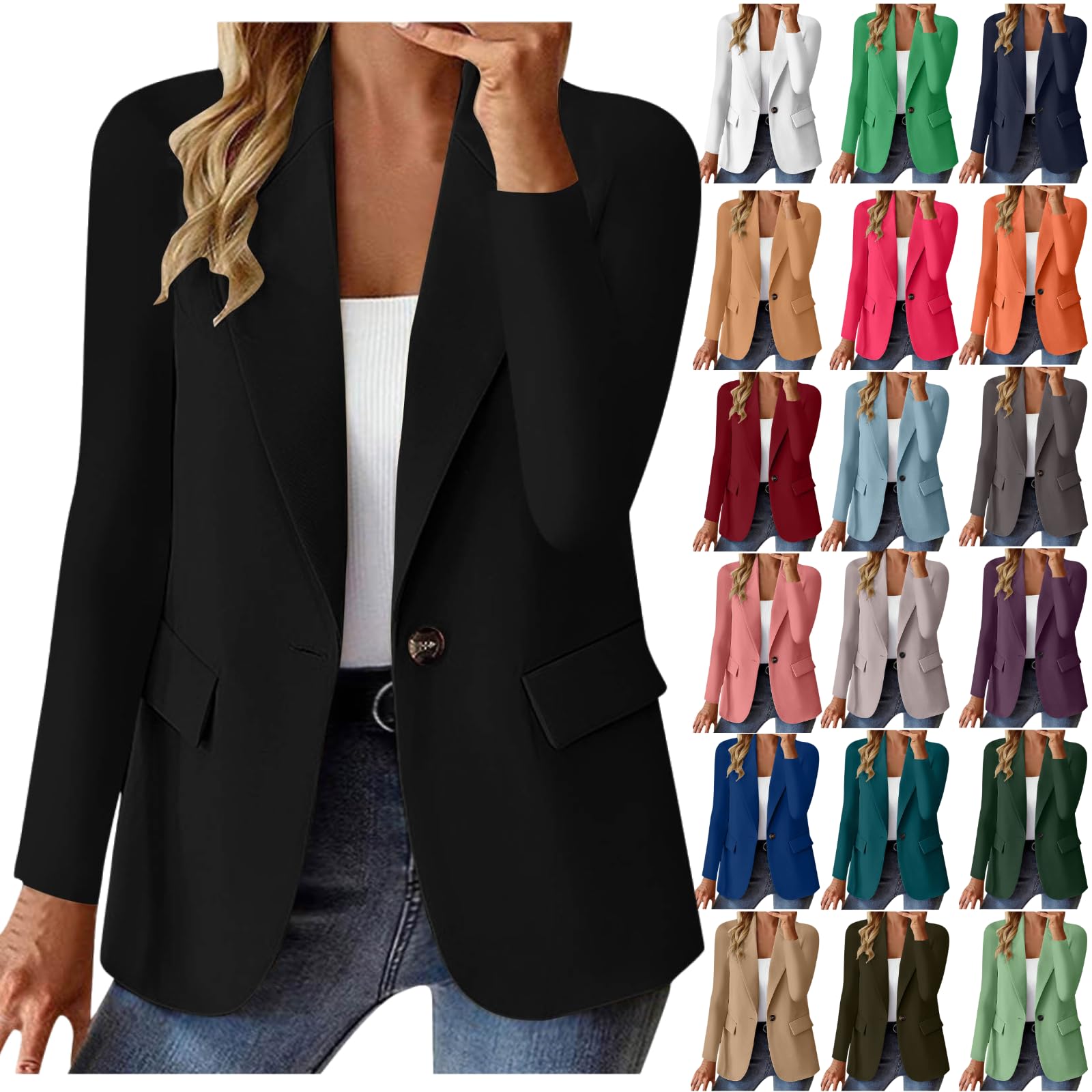 Womens Blazer Open Front Blazer Jacket Solid Casual Office Work Long Sleeve Cardigan Blazers Lightweight Lined Suit