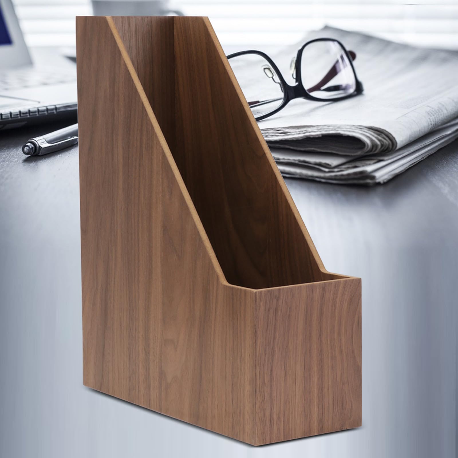 Scatola per Libri in Legno Noce Grande Capacità per Ufficio
