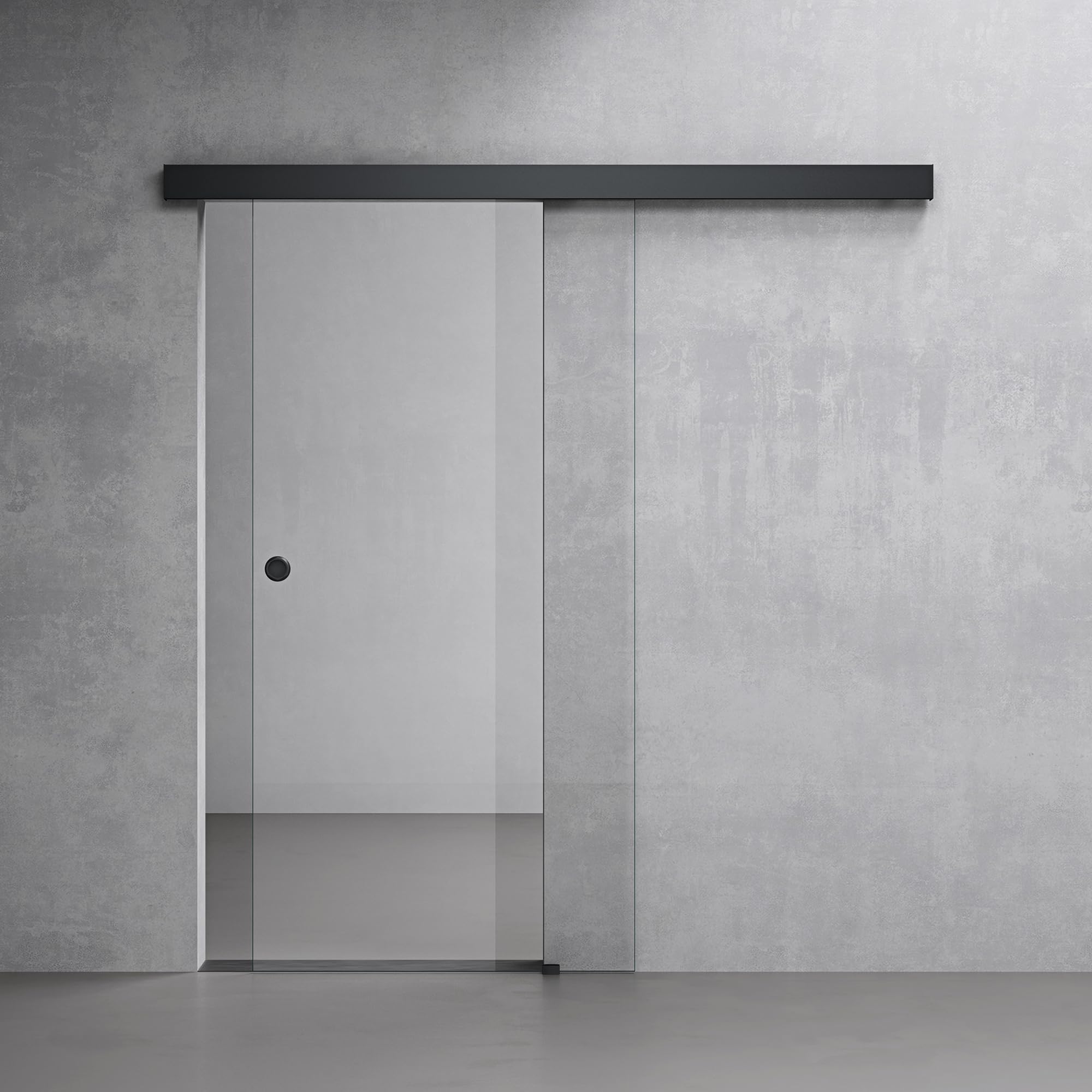 Mai & Mai Glasschiebetür komplettset softclose Schwarz Klarglas