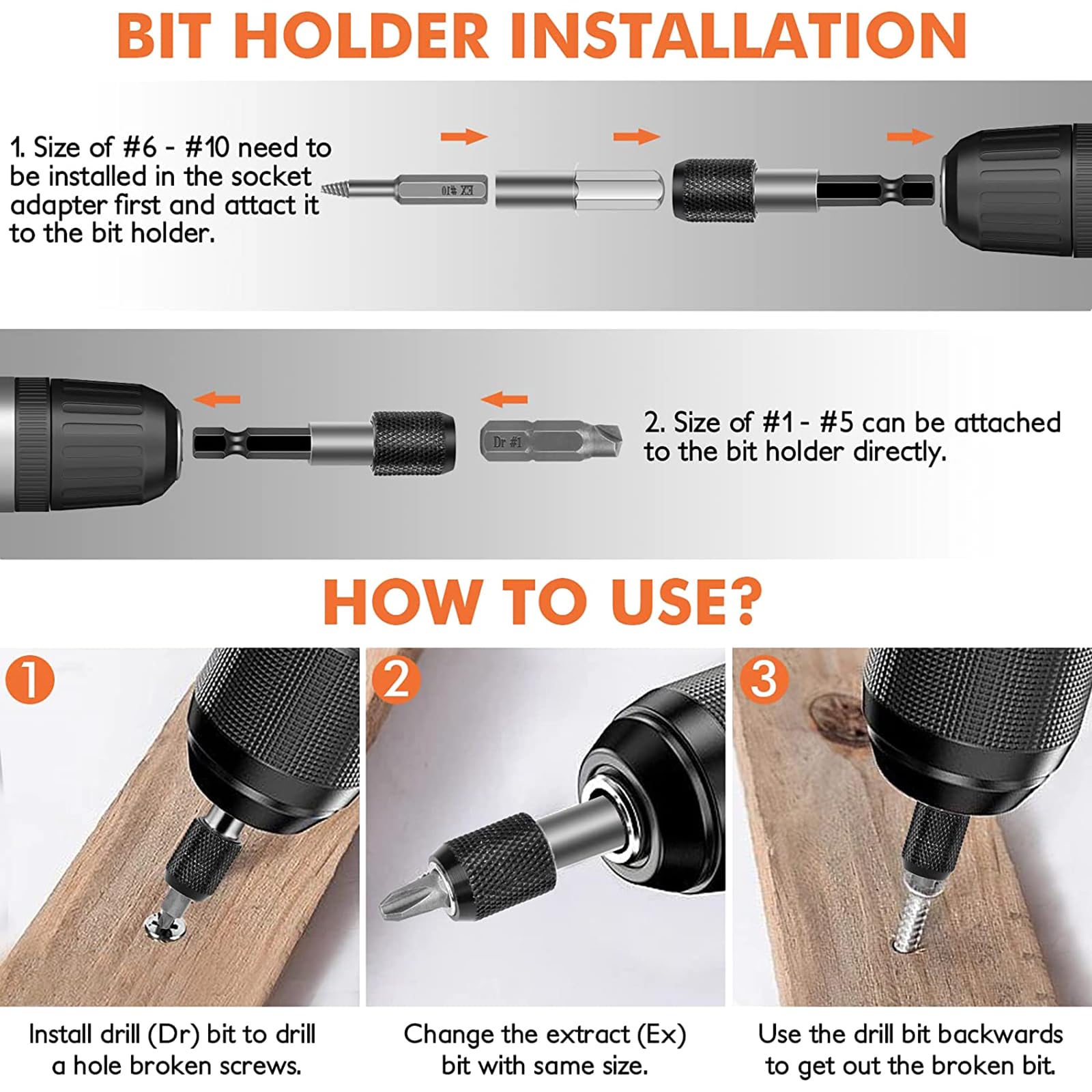 4/5/6 PCS Estrattore For Viti Danneggiato Set Di Punte For Trapano - Foto 10