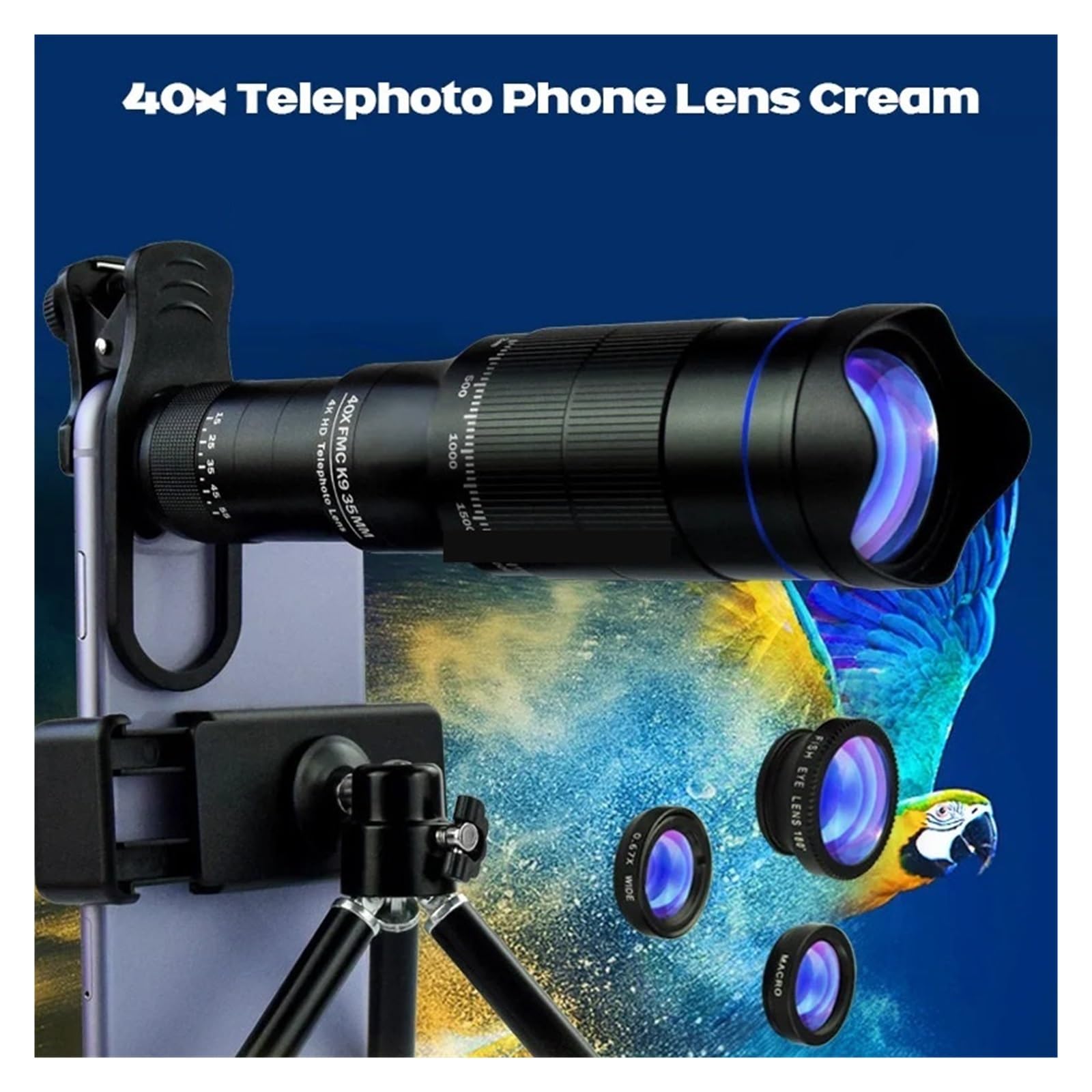 Teleskop ręczny Monokularowy Obiektyw Do Telefonu Z 40-krotnym Zoomem, Teleobiektyw Do Telefonu Komórkowego, Do Biwakowania, Pieszych Wędrówek, Fotografii Podróżniczej,do obserwacji ptaków(Set B)