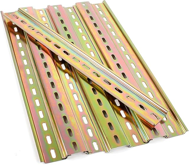8 Pieces Din Rail, 35mm Width Slotted Din Rail Iron Din Mounting Rail for Din Rail Terminal Block and Contactors (30cm Long)