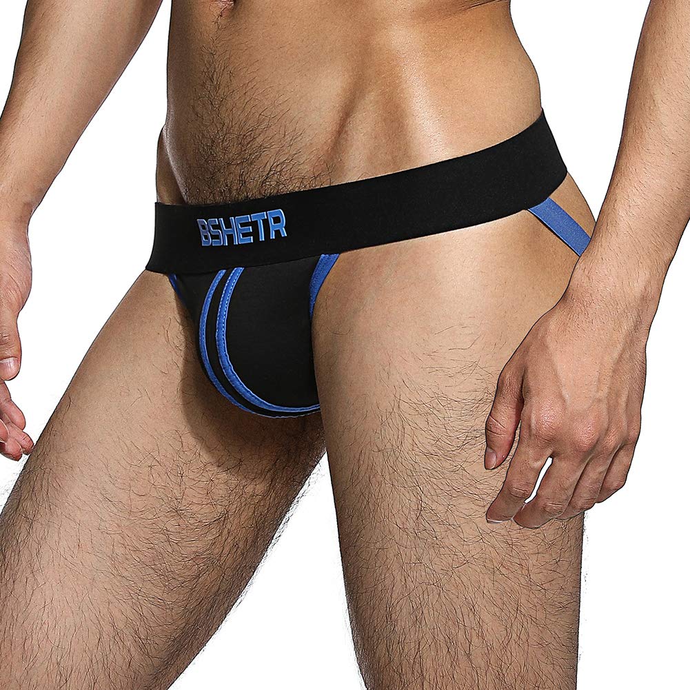 BSHETR Männer Unterwäsche Jockstrap 4er-Pack Baumwolle Niedrige Taille Multi