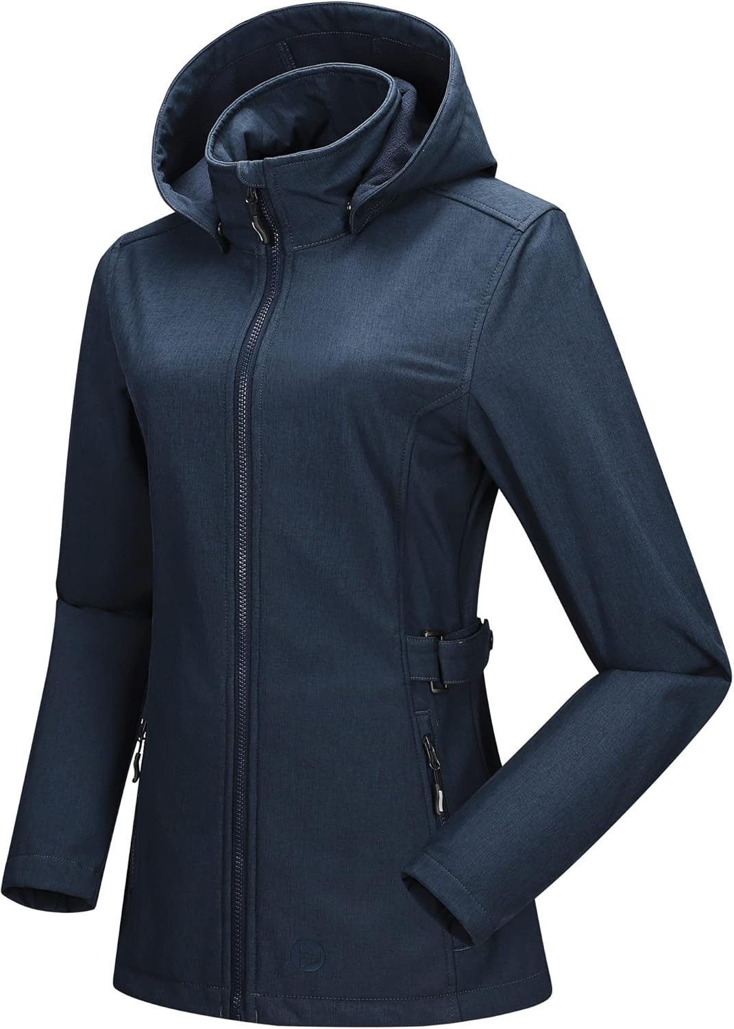 Outdoor Ventures Women's Softshell Jacket with Removable Hood, Insulated Windbreaker Waterproof Warm Fleece Lined Coat