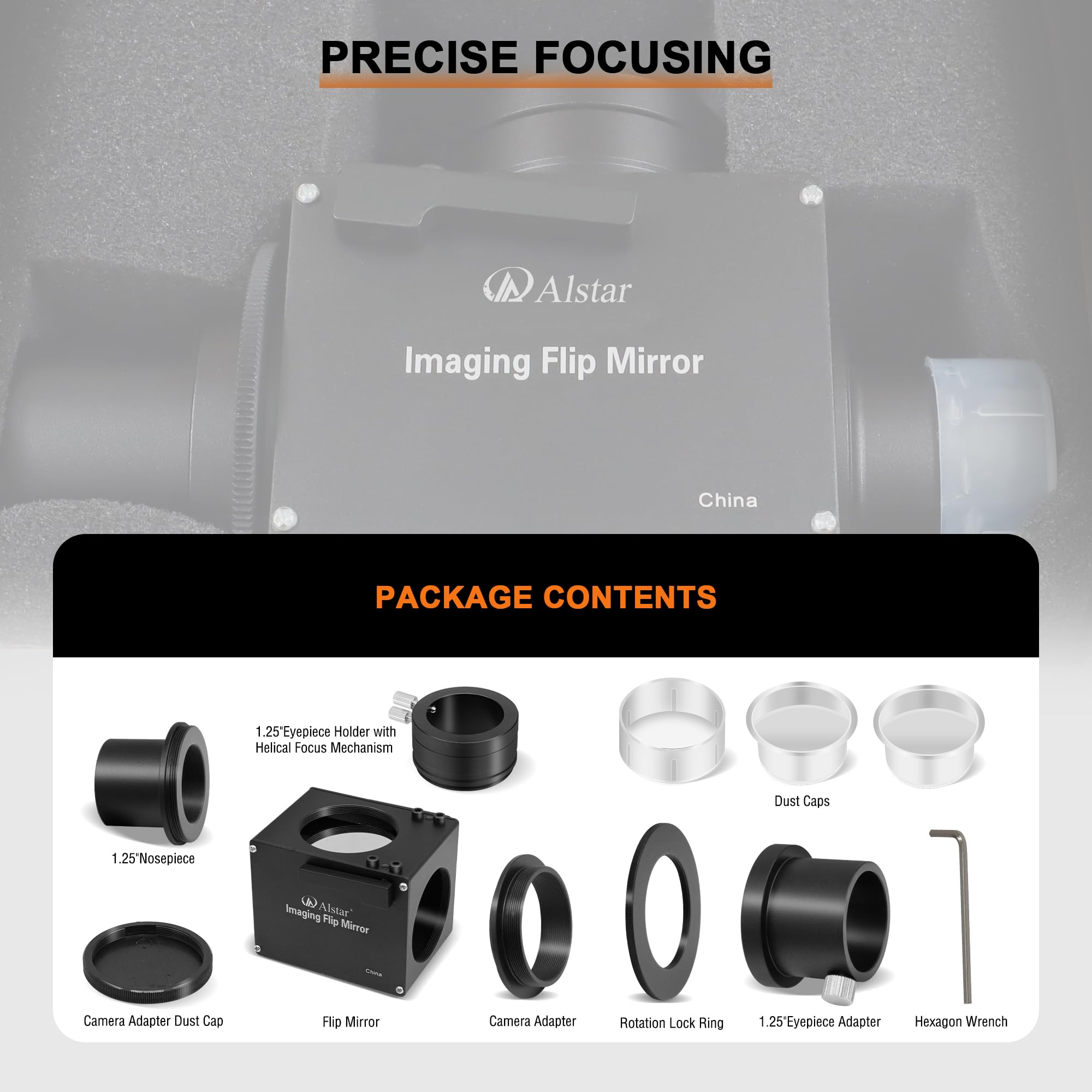 Alstar 1,25 "astrofotografía con tapa espejo con adaptador de ocular – la tapa espejo para un enfoque preciso