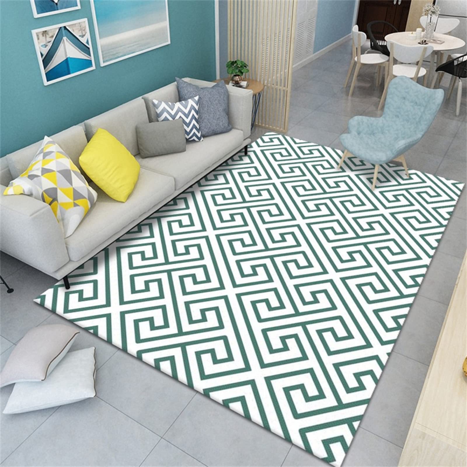 Tapis doux salon géométrique idéal pour sécuriser les jeux des enfants