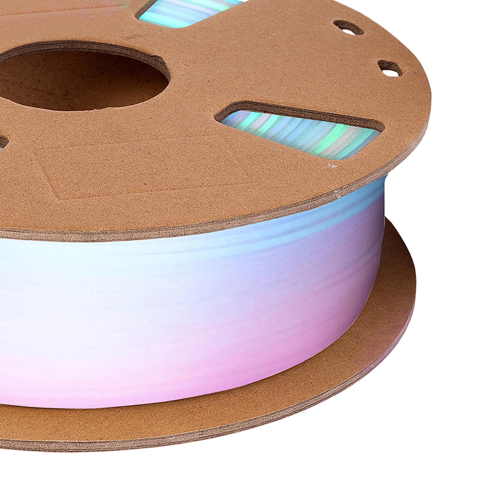 Qianly Filamento Impresora 3D PLA Filamento 3D Material Impresión 3D Accesorio Profesional Carrete 1.75 Mm Precisión ±0.03 Mm Brillo Nocturno Multicolor, Blanco diurno