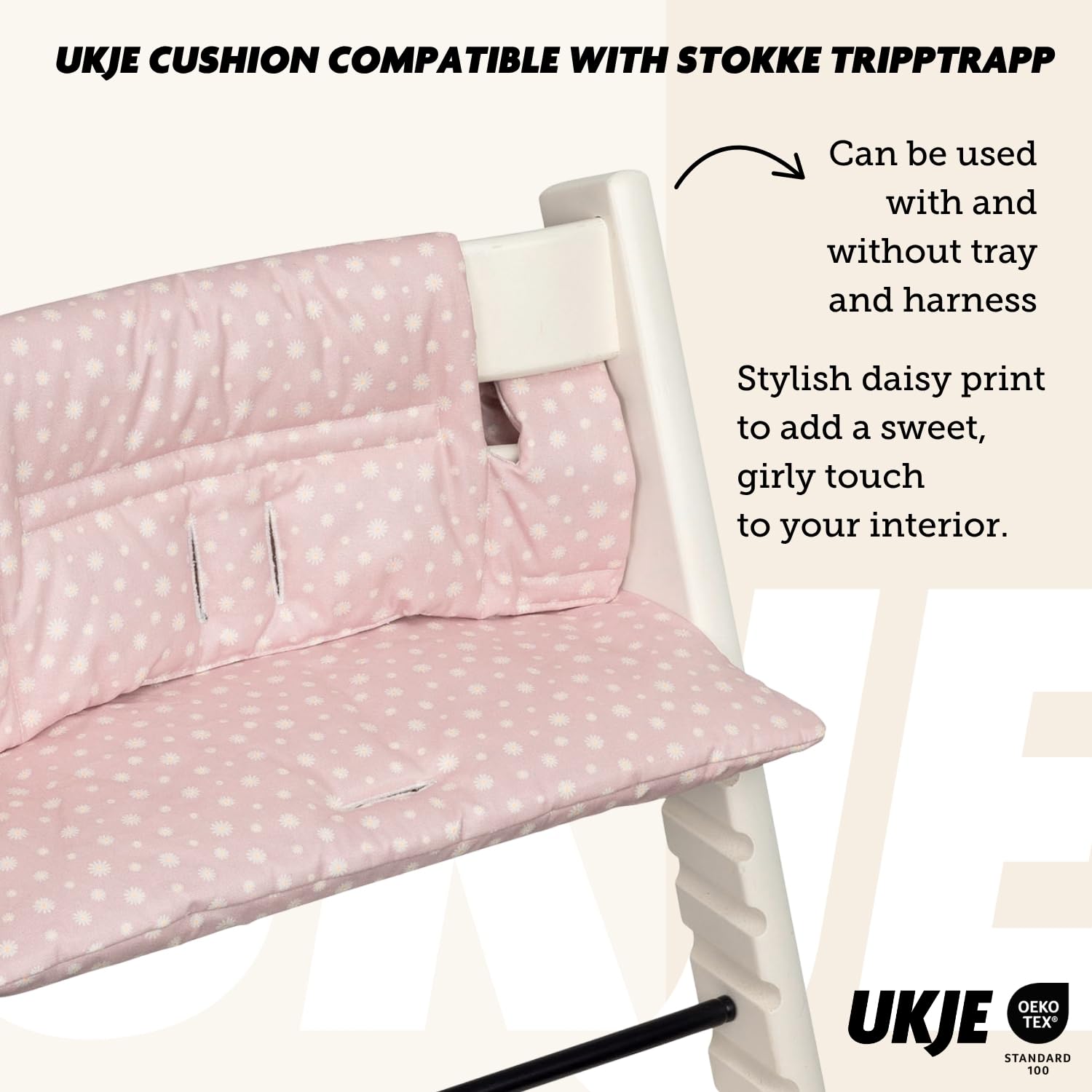 UKJE Cuscino compatibile con Stokke Tripp Trapp - Morbido cuscino per sedile per neonati, bambini e bambini piccoli, Accessori per seggiolone, Inserto in tessuto di cotone (daisy)