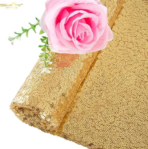 ShinyBeauty Perno de tela de lentejuelas doradas (15 pies 5 yardas)