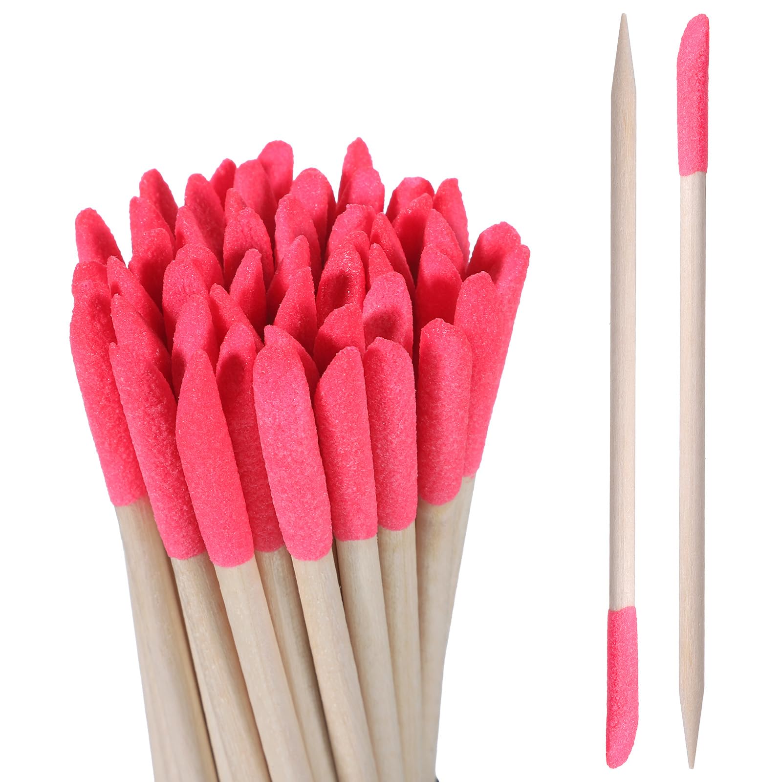 Sanding Sticks for Plastic Models, 50 Pcs Natural Wooden Cuticle Pusher Sticks Pink Pumice Stone Cuticle File Double-Headed Manicure Fine Detailing Tools for Manicure Pedicure Home Salon Mani Pedi