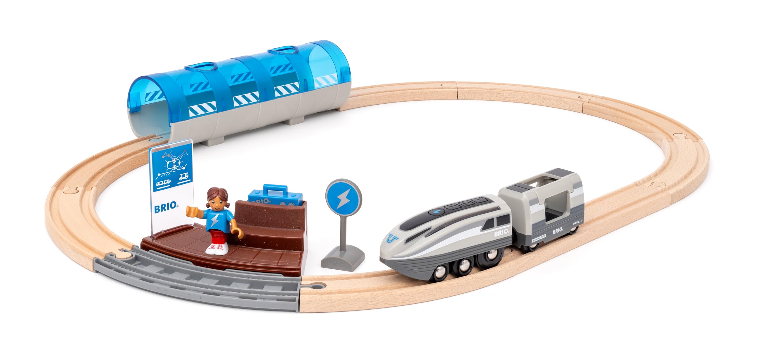 BRIO World - 36011 Circuit Locomotive à Piles Super Rapide | Circuit de Train pour Les Enfants à partir de 3 Ans