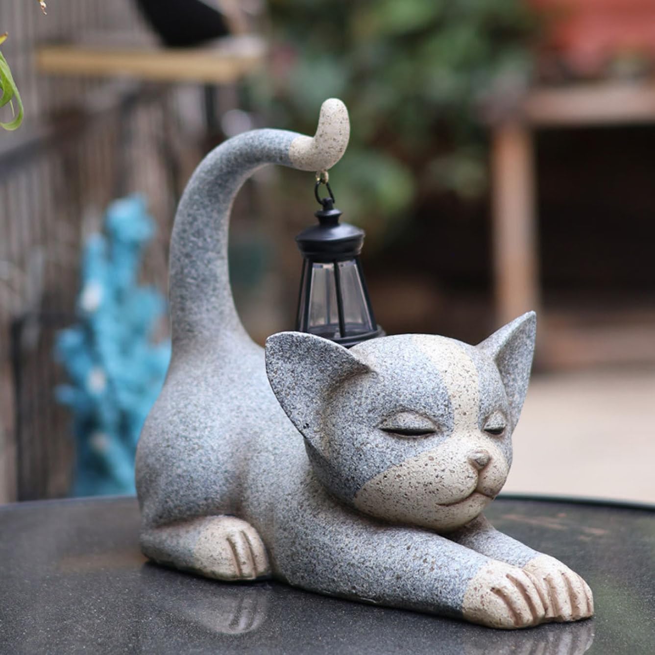 Amazon.co.jp: 置物 ライト ソーラーライト 様式3 F 猫 動物 庭の置物