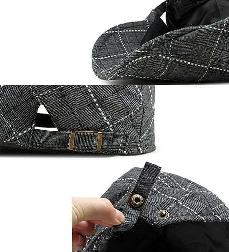 Miniatura 4 de WITHMOONS Compruebe Newsboy Sombrero de algodón Cabbie Conducción Caza Golf Gorra plana YZ30153