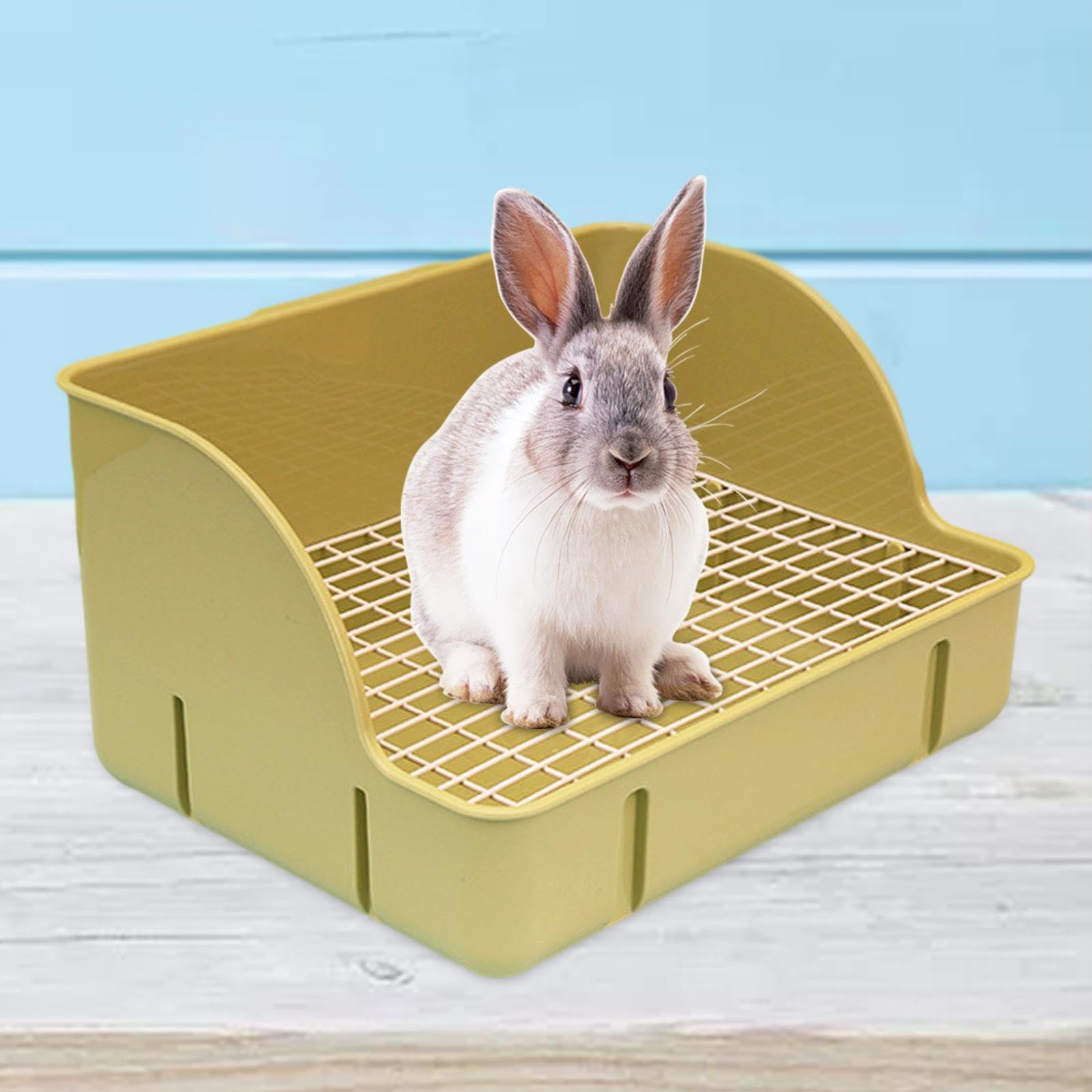 Caja de Arena para Conejos, Bandeja de Arena esquinera, Jaula para Inodoro, Caja de Cama, Inodoro para Mascotas para Hurones y, Malla de Acero Verde