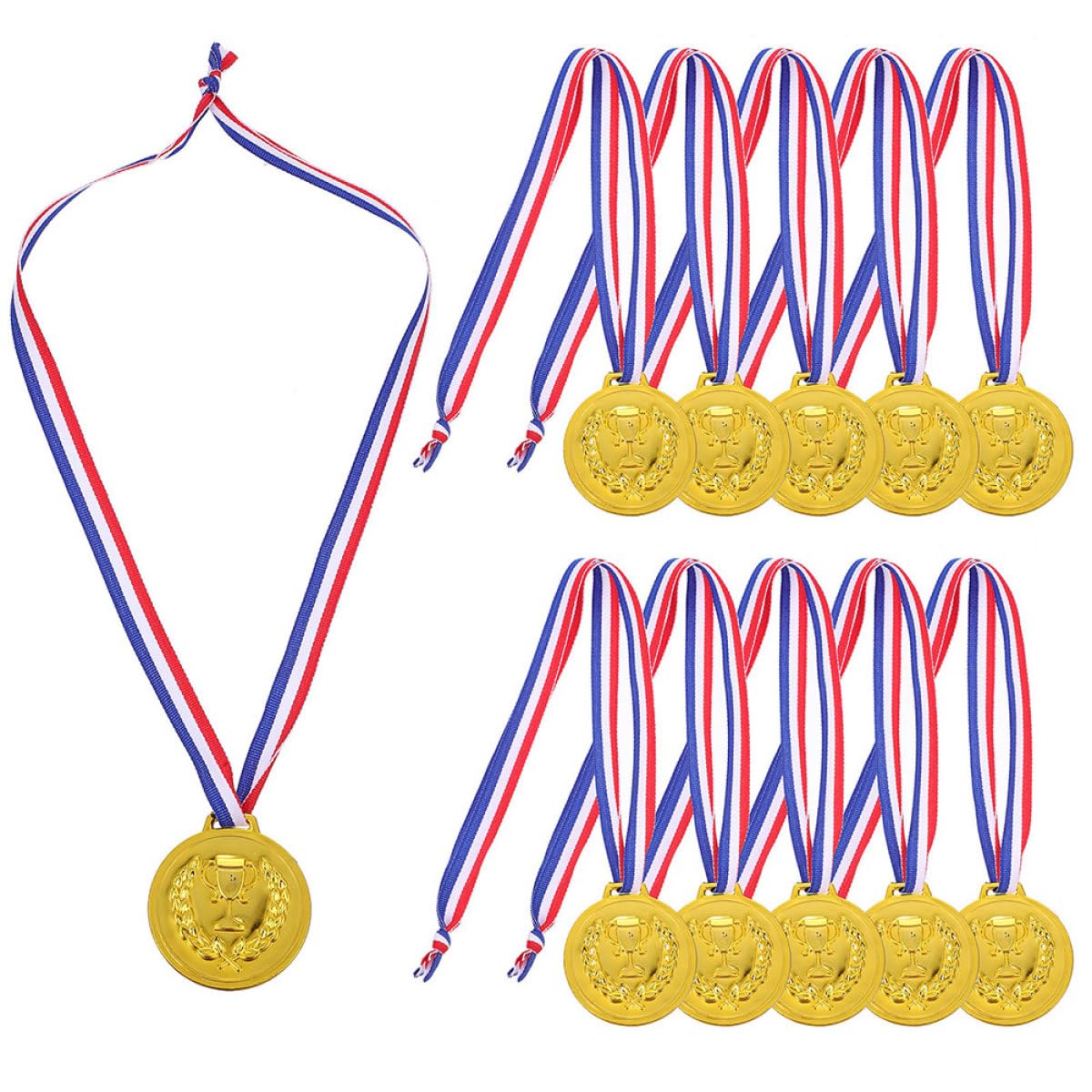 Abaodam Medaglie Sportive Color Oro 50 Pezzi per Bambini in Lega di Zinco con Nastro, Portatili per Aumentare L'atmosfera di Competizione per Feste e Premi di Calcio