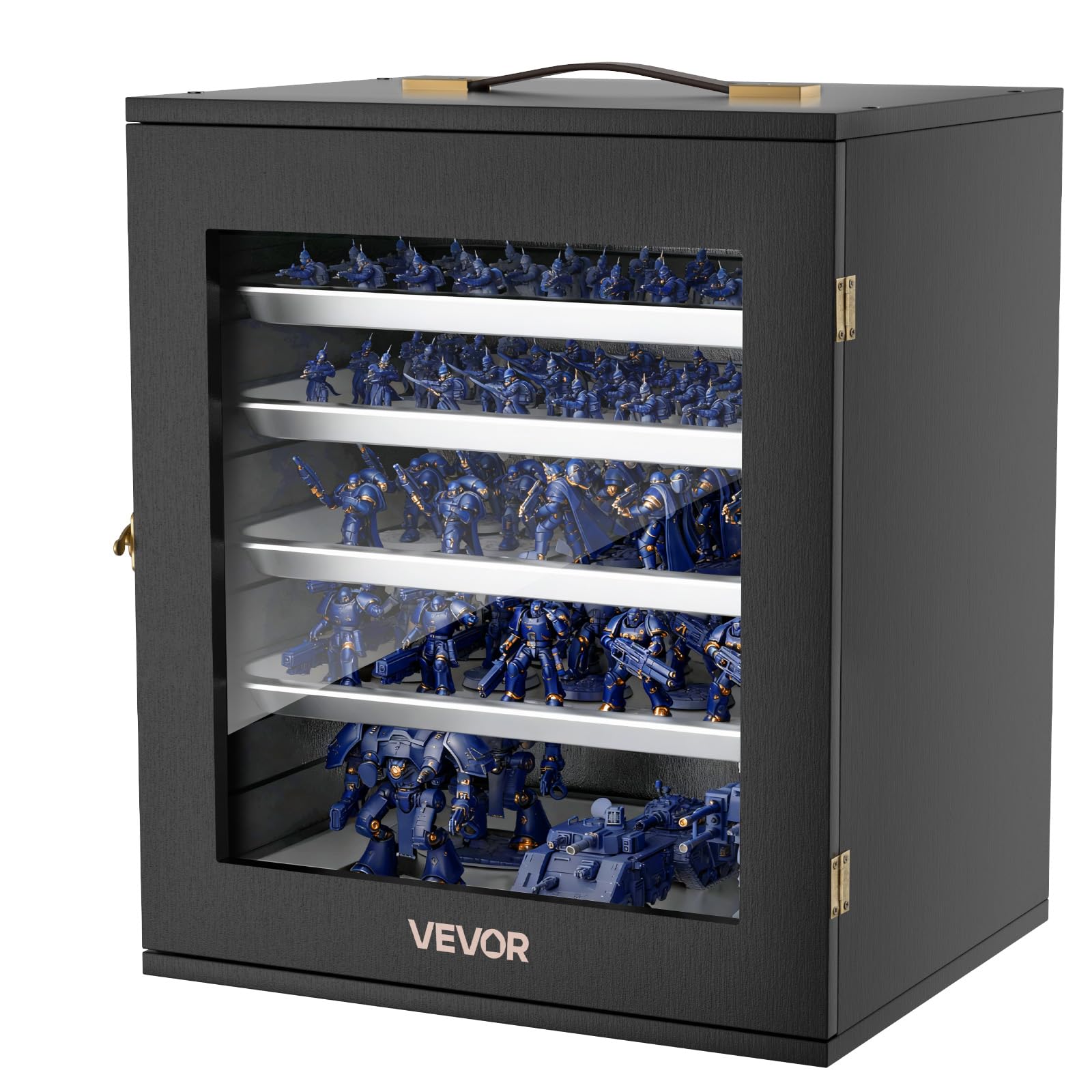 VEVOR Estuche de Almacenamiento para Miniaturas, Vitrina Expositora en Miniatura para Figuras de Acción con Puerta de Acrílico Carcasa de Madera Mango y Cerradura, 5 Bandejas Magnéticas, Colecciones