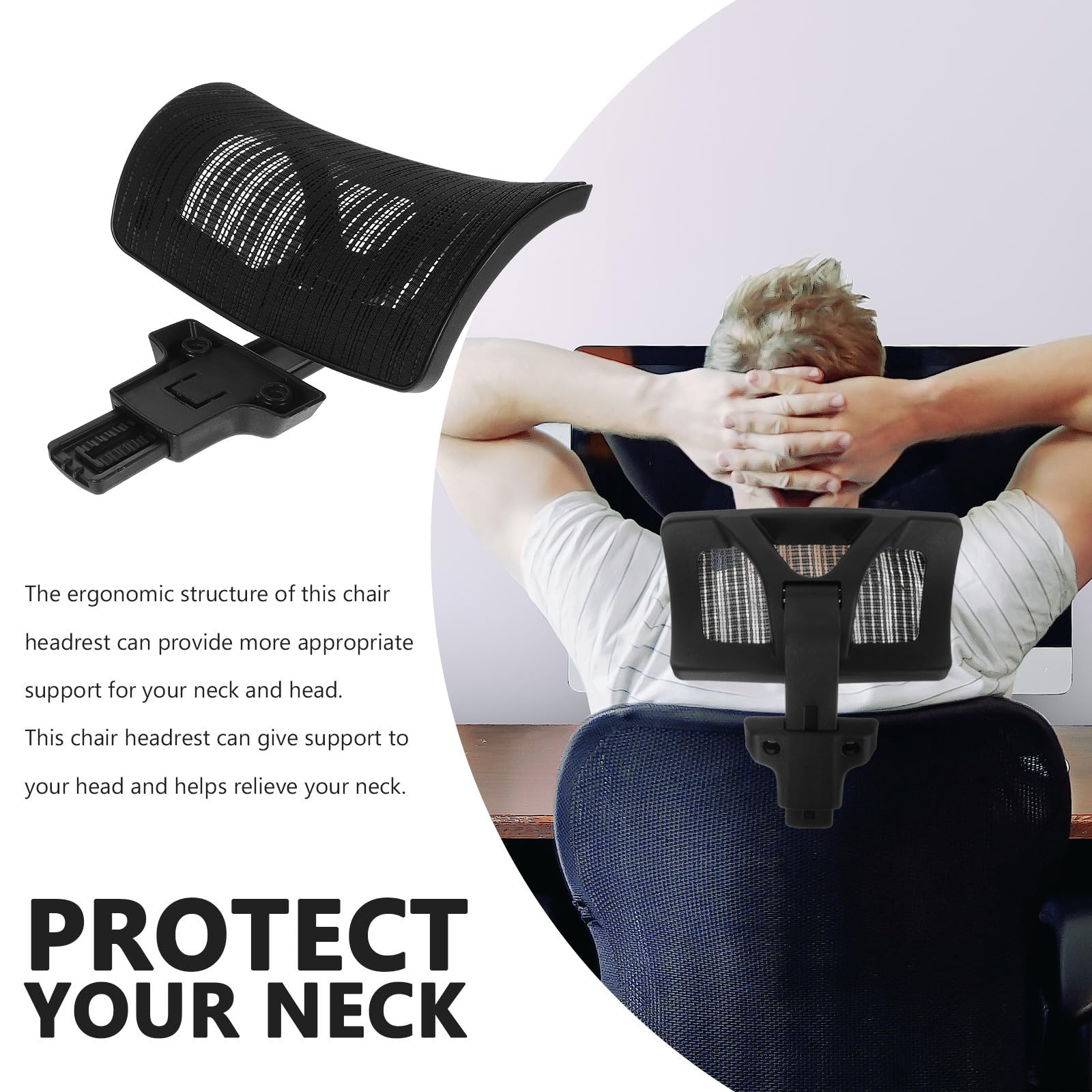 PRETYZOOM Reposacabezas para Silla de Oficina Ajustable en Elevación Cojín Ergonómico de Malla y Estructura Giratoria para Mayor Comodidad Hogar y Oficina