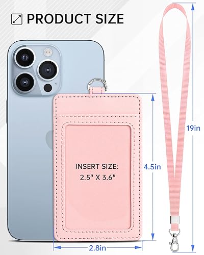 Miniatura 107 de Teskyer - Soporte para tarjetas de identificación con cordón, soporte de cuero para tarjetas de identificación, portatarjetas con cordón, vertical