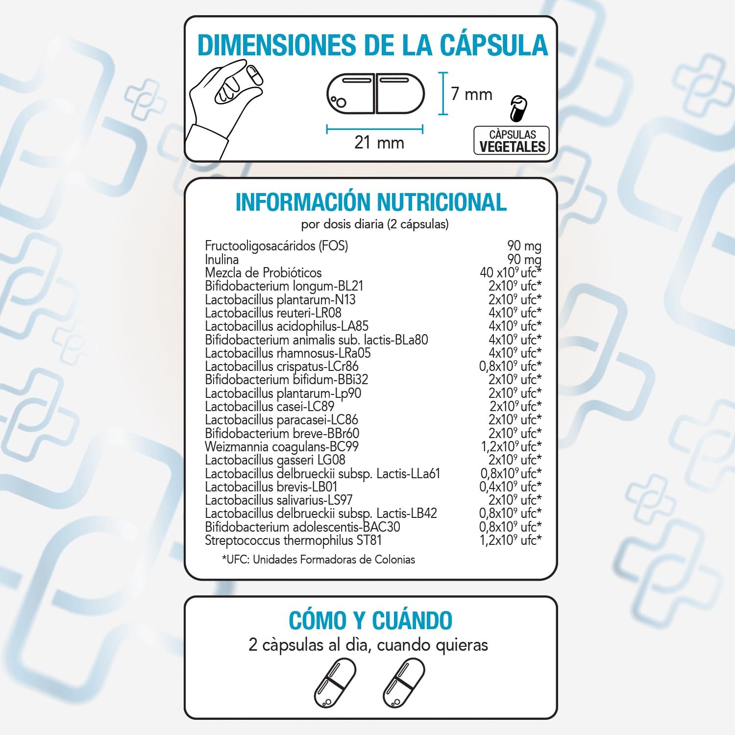 Probioticos Y Prebioticos Intestinales PiùLife, 240 Cápsulas