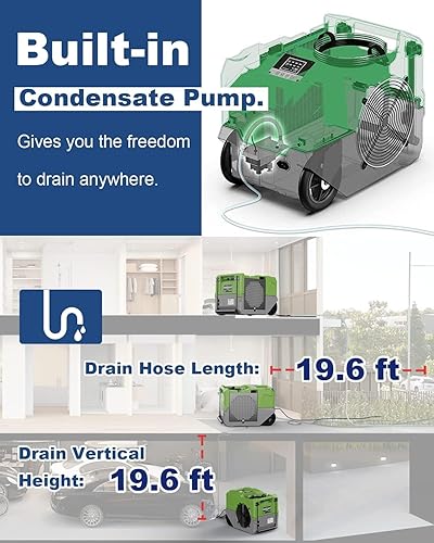 Miniatura 4 de ALORAIR LGR - Deshumidificador comercial con bomba de 264 PPD, deshumidificador industrial de hasta 3,000 pies cuadrados, portátil, para