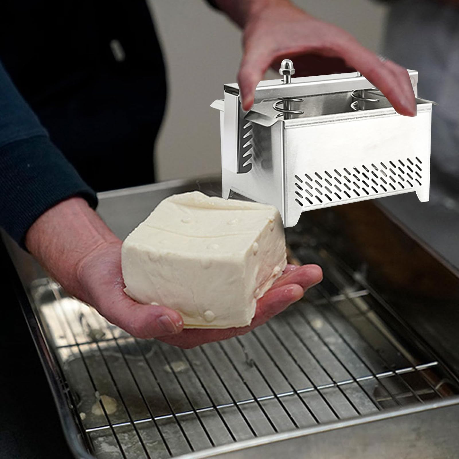 Cheese Press, Paneer Press,Eliminación de agua Paneer Press - Eliminación de agua firme prensa con separador de suero reutilizable del orificio de drenaje para la cocina