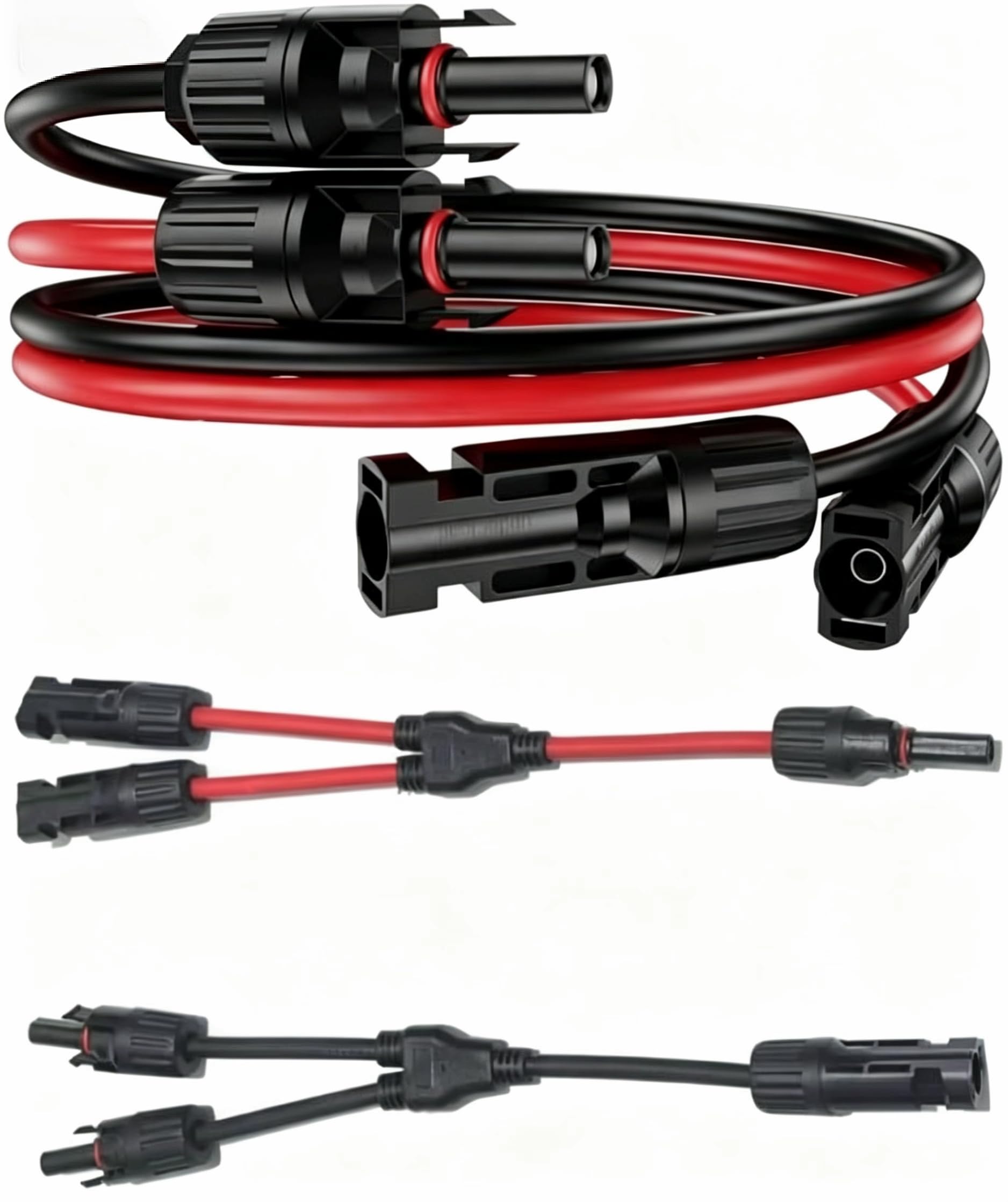 Photo 1 of 2PCS 6 FT 10AWG Solar Extension Cable with Female and Male Connector?with Extra 2pcs Solar Y Branch Connectors Adaptor Kit for Home, Ship and RV Solar Panels?Waterproof Solar ExtensionCable Kit