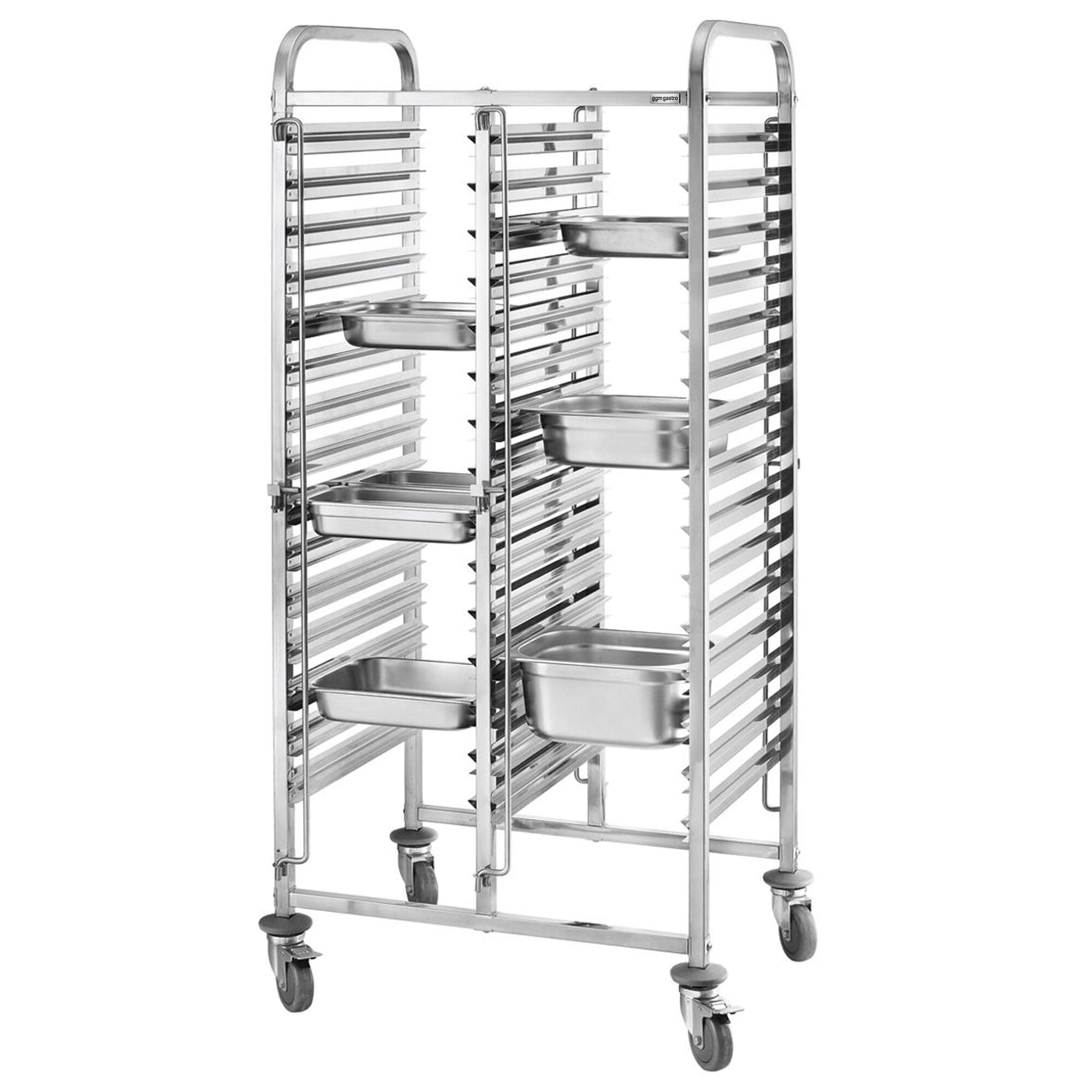 GGM Gastro | TWDH1611 | Tablettwagen - doppelt - für 32 Tabletts GN 1/1