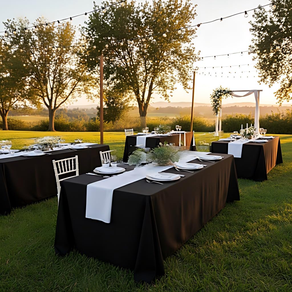 Black Tablecloth - 90x132 Inch for Rectangle Tables -4 Black Tablecloth - 90x132 Inch for Rectangle Tables -4