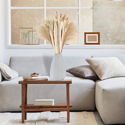 Miniatura 6 de 110 piezas de hierba seca de las pampas decoración bohemia, plantas secas naturales y blancas, ramo de hierba pomposa con colas de conejo, flores