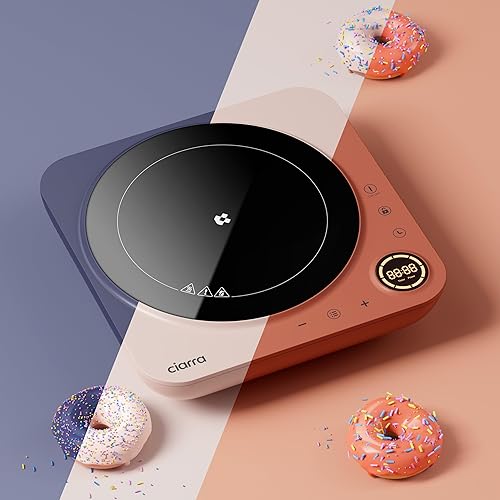 Miniatura 7 de CIARRA CATIH1A-M - Estufa de inducción portátil, quemador eléctrico delgado para encimera con sensor táctil y tiempo digital, color azul