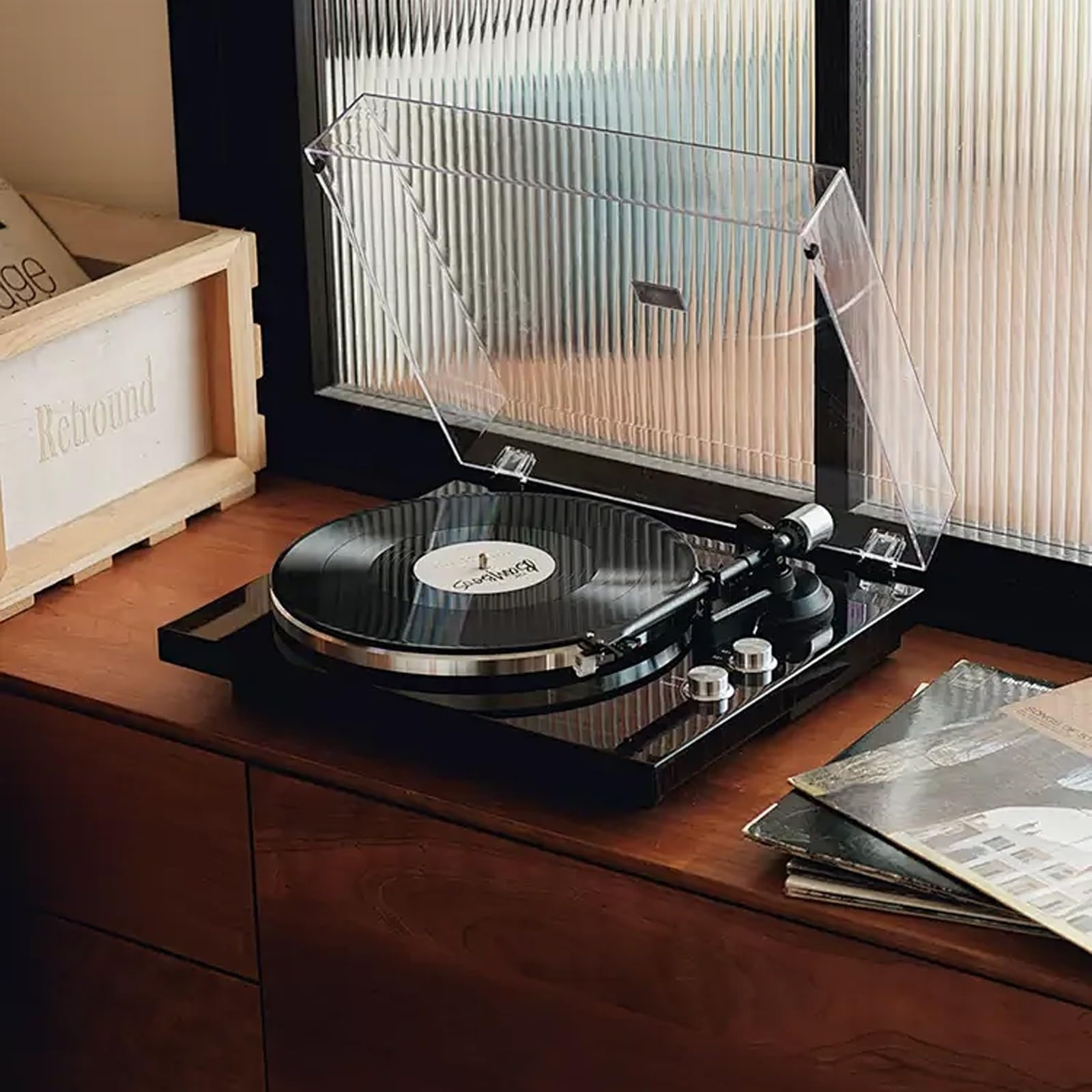 Tourne-disque en MP3 avec option de vitesse et port USB - Plateau tournant léger pour divertissement à domicile