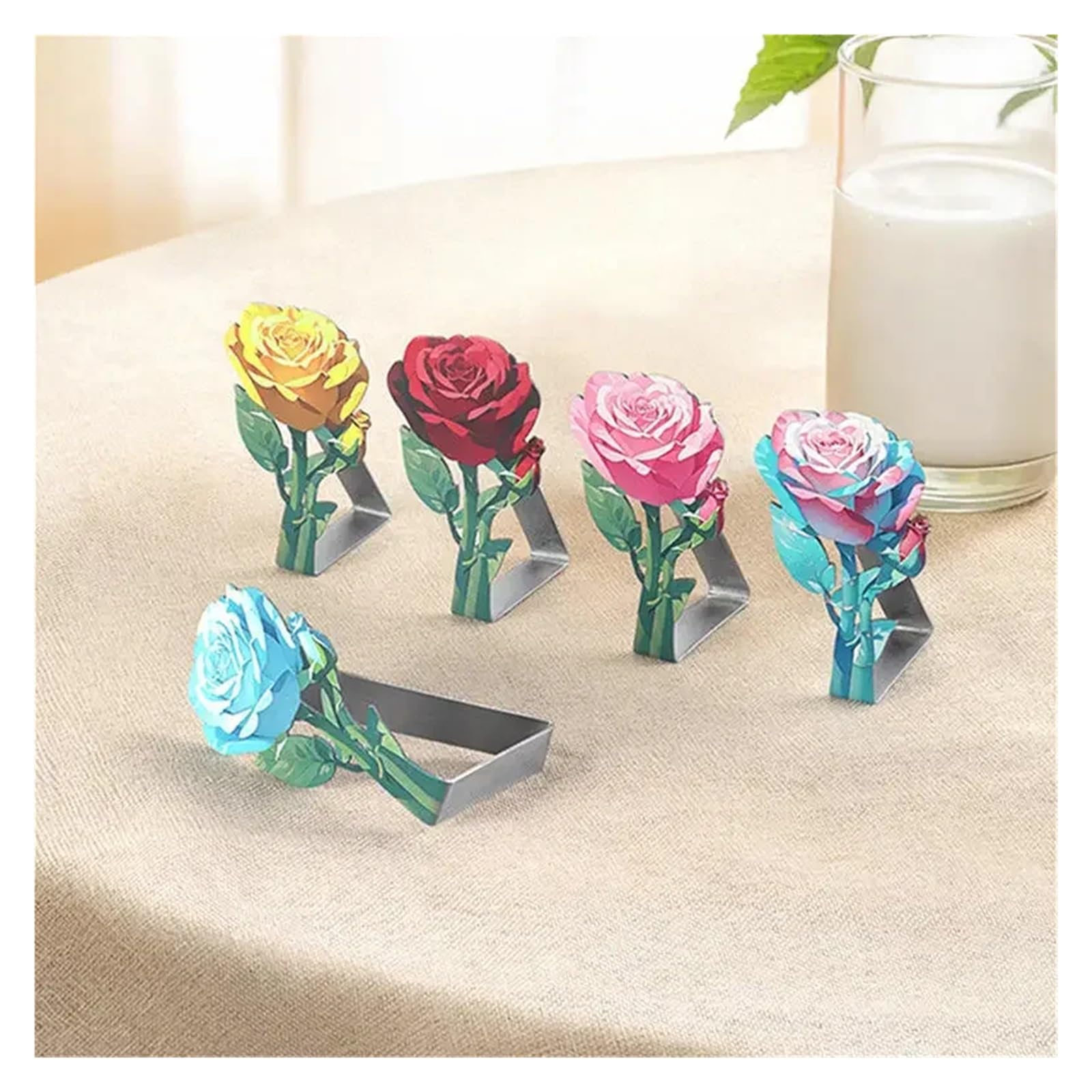 Tischdeckenklammern Modern Stainless Steel Tablecloth Clip Rose Pattern Outdoor Camping Picnic Fixing Tool Decorative
