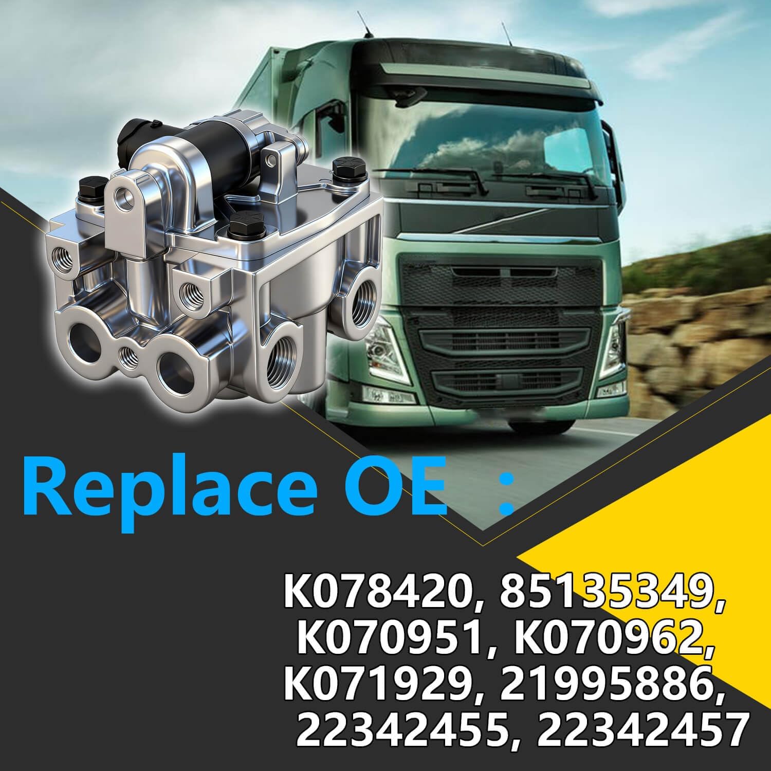 Air Brake Relay Traction Valve Replacement for Bendix ATR-6, Compatible with Volvo Trucks, Replace K078420 85135349 K070951 K070962 K071929 21995886 22342455 22342457