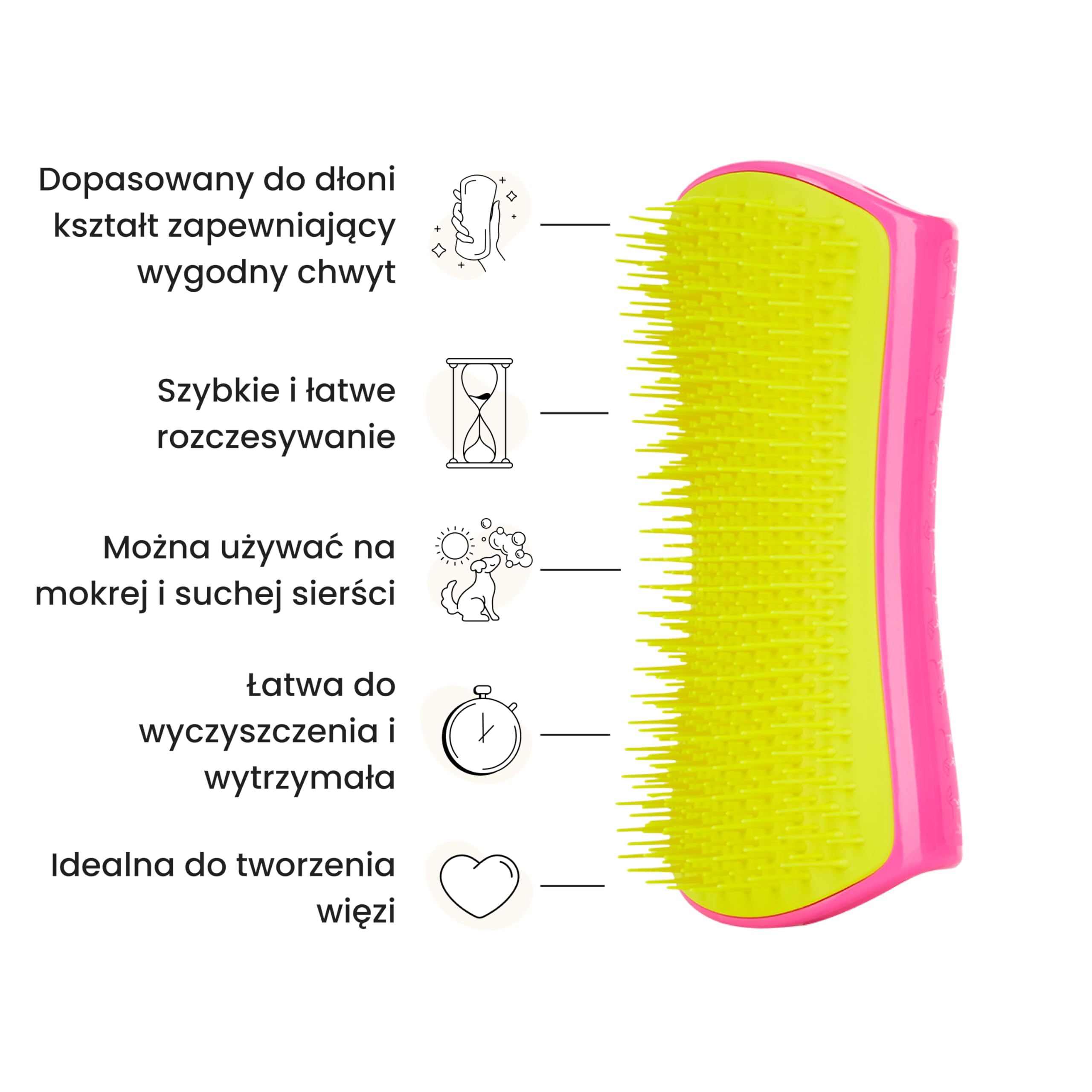 Tangle Teezer Large Pet Teezer Detangling - Szczotka do czesania na sucho lub do kąpieli - Idealna szczotka do rozczesywania sierści psów - Różowo-żółta