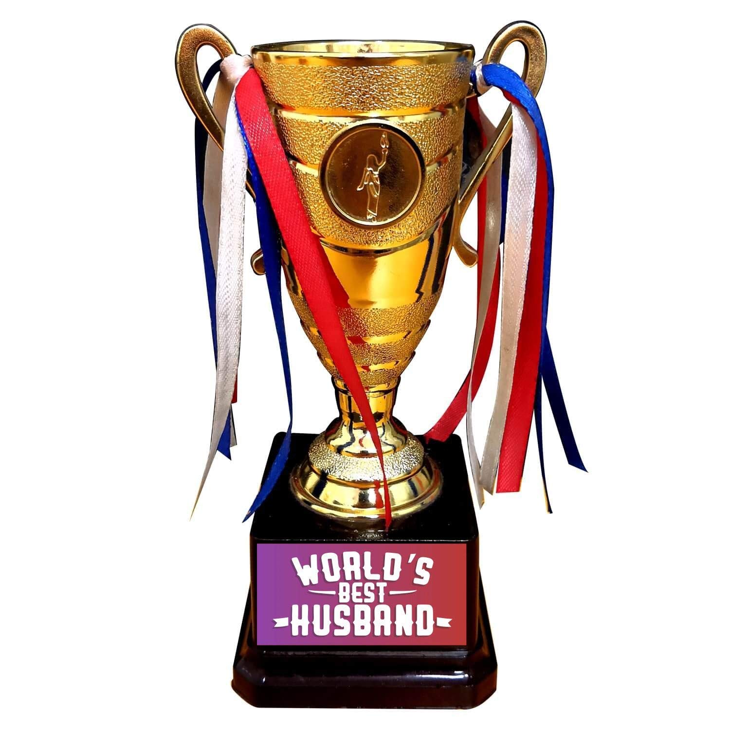 TheYaYaCafe Birthday Gifts Worlds Best Husband Printed Champion Trophy - Golden, Alloy-picture-32
