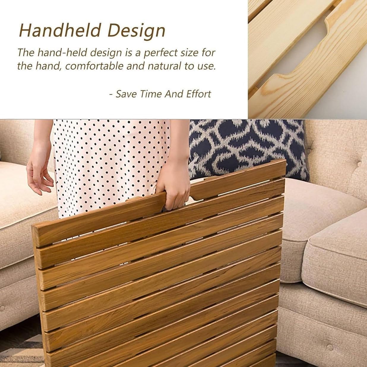 Alfombrilla de ducha de madera natural, tabla de drenaje de baño antigrietas, almohadilla antideslizante para ducha, balcón y puerta, tamaño personalizado (61 x 71 cm)