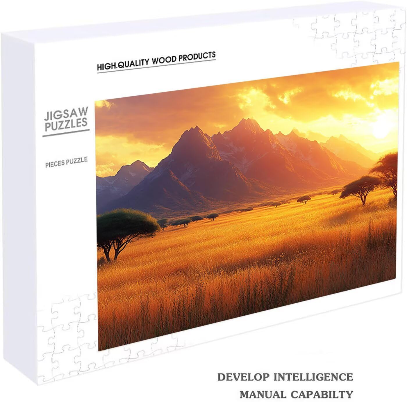 Puzzle 3000 elementów dla dorosłych, afrykańska sawanna, drewniane puzzle dla dorosłych, zachód słońca, klasyczne puzzle, 3000 elementów dla całej rodziny, puzzle do pokoju, dekoracja, prezenty dla