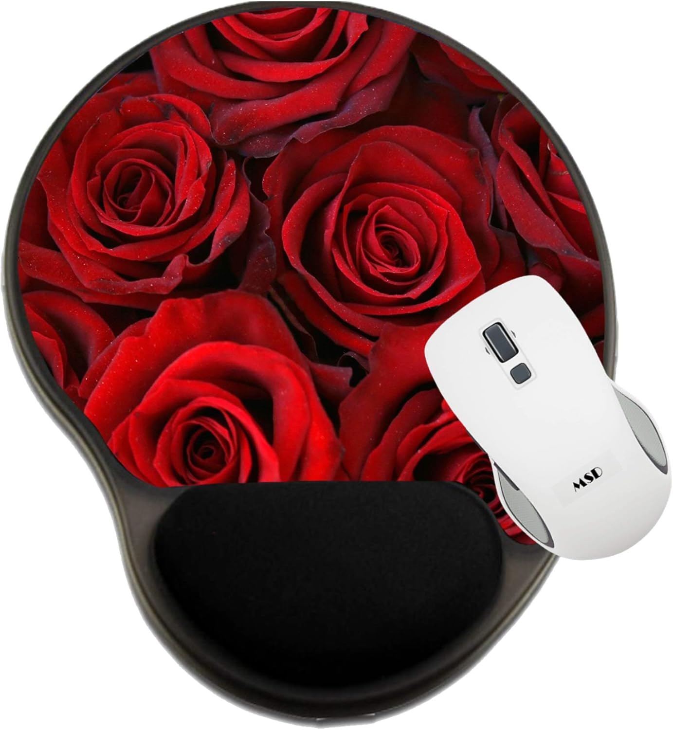 MSD Mousepad Wrist Rest Protected Mouse Pads, Mat with Wrist Support, Red roses background beautiful texture Photo 884255
