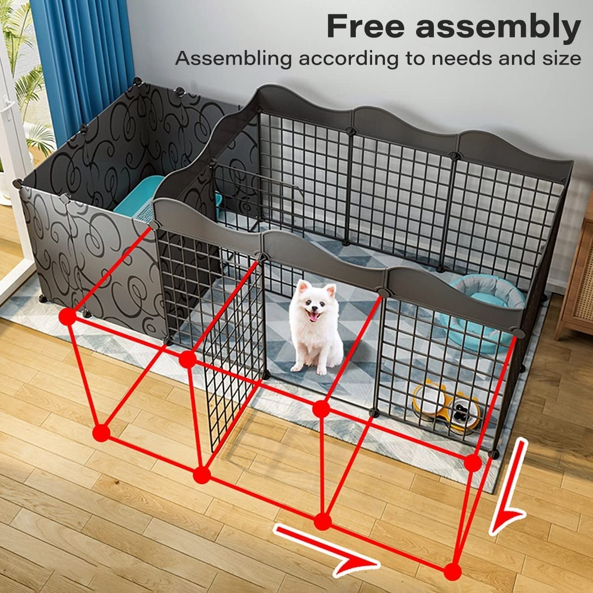Amazon | 犬用ベビーサークル DIYペットベビーサークル ペットケージ