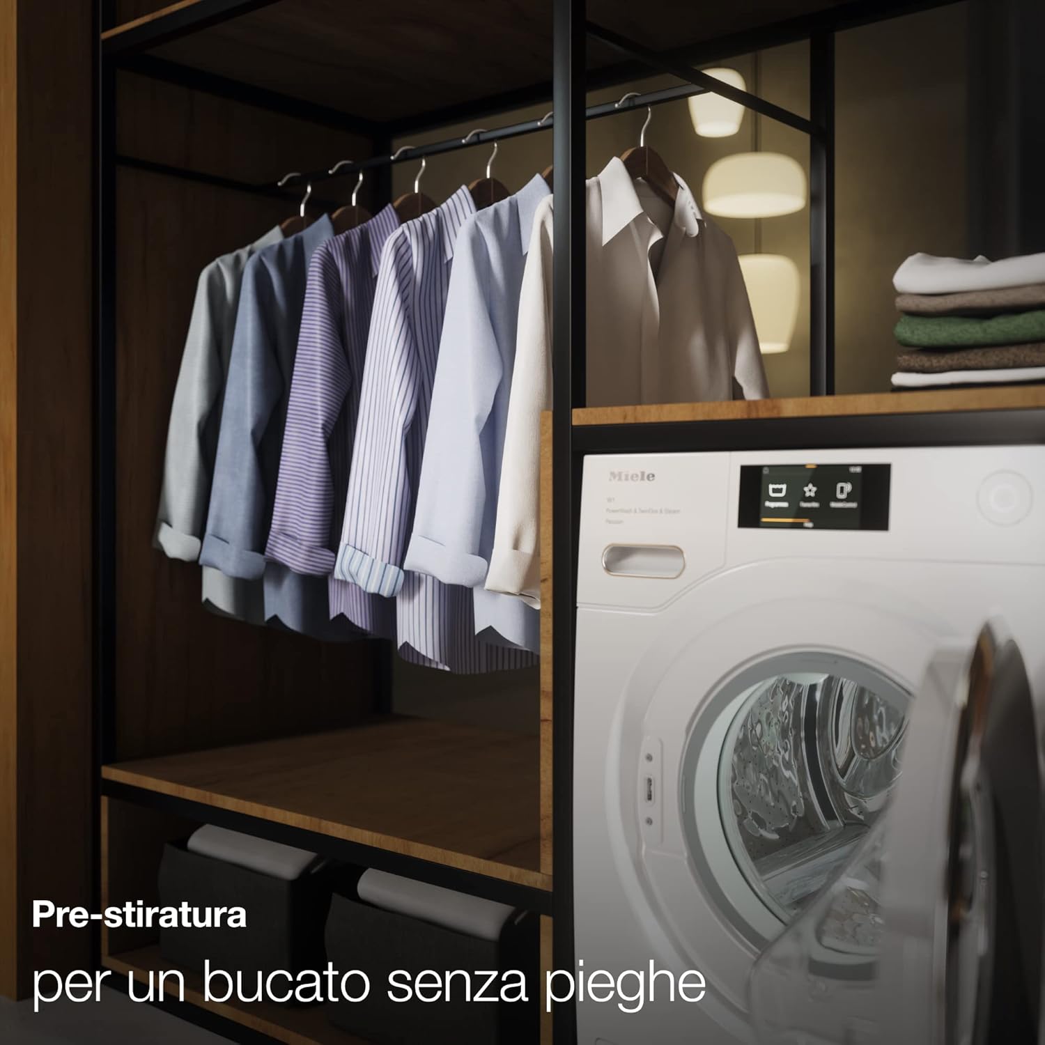 Miele WSD 663 WCS, Lavatrice W1 a Carica Frontale 8 kg, con TwinDos e Miele@Home, Funzione Pre-Stiratura e CapDosing, Classe di Efficienza Energetica A, Bianco Loto
