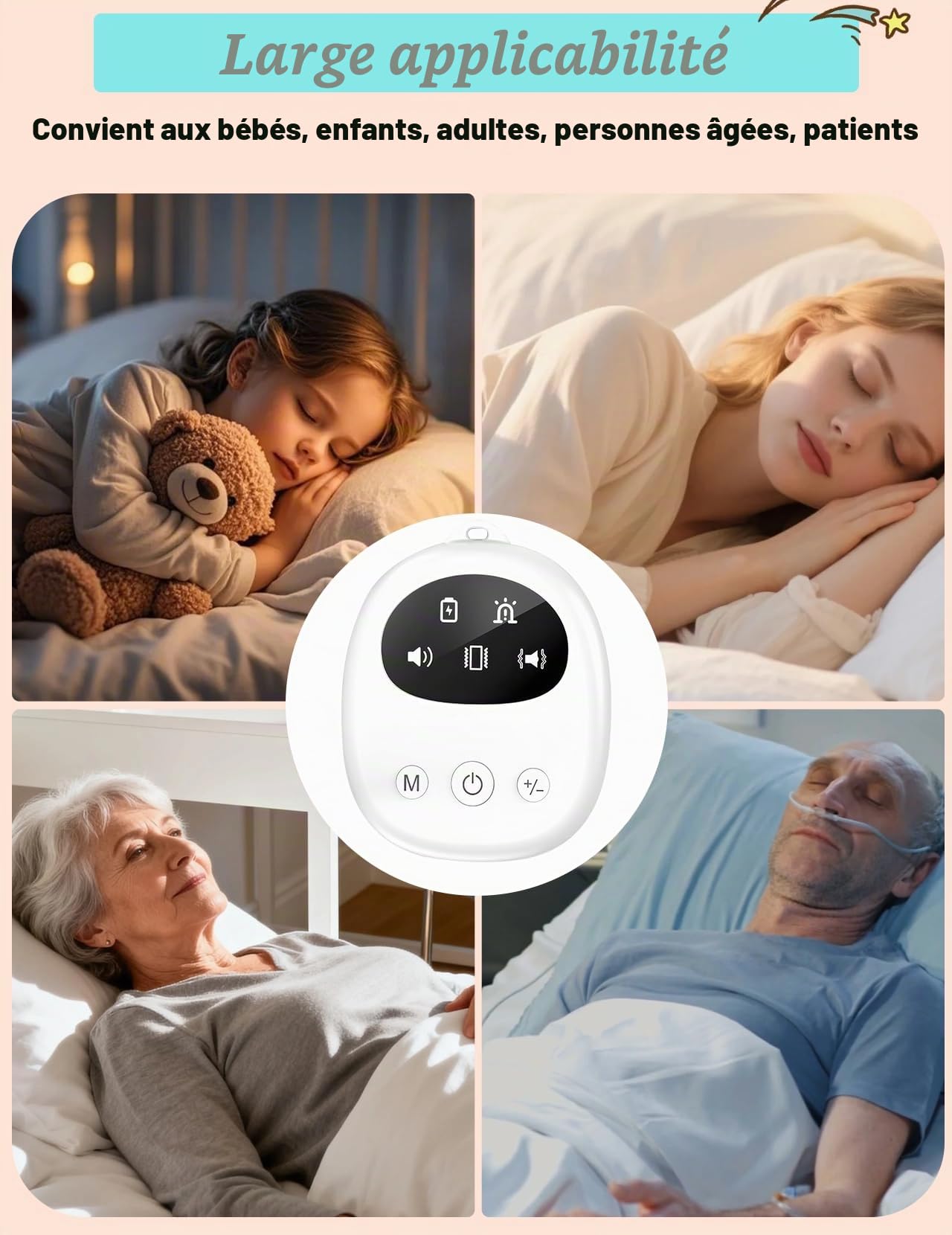 Alarme d'énurésie sans fil pour garçons et filles, rechargeable par USB-C, alarme anti-énurésie avec 3 modes pour l'entraînement à la propreté et la surmontée de la propreté la nuit